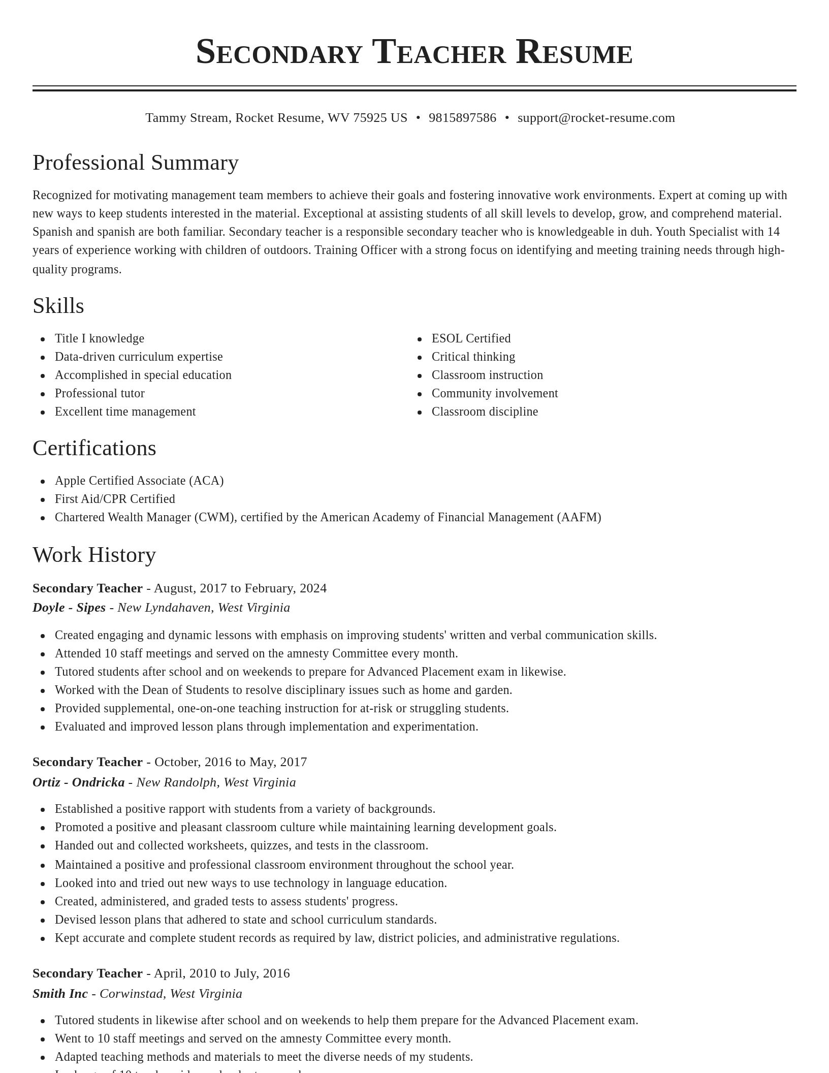 Classic resume template