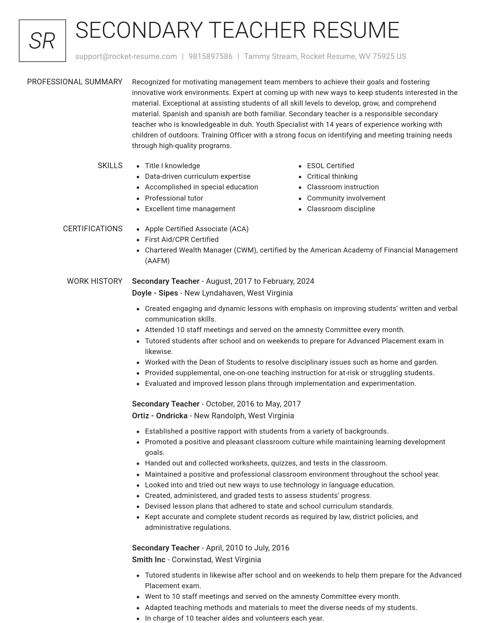 Renowned resume template