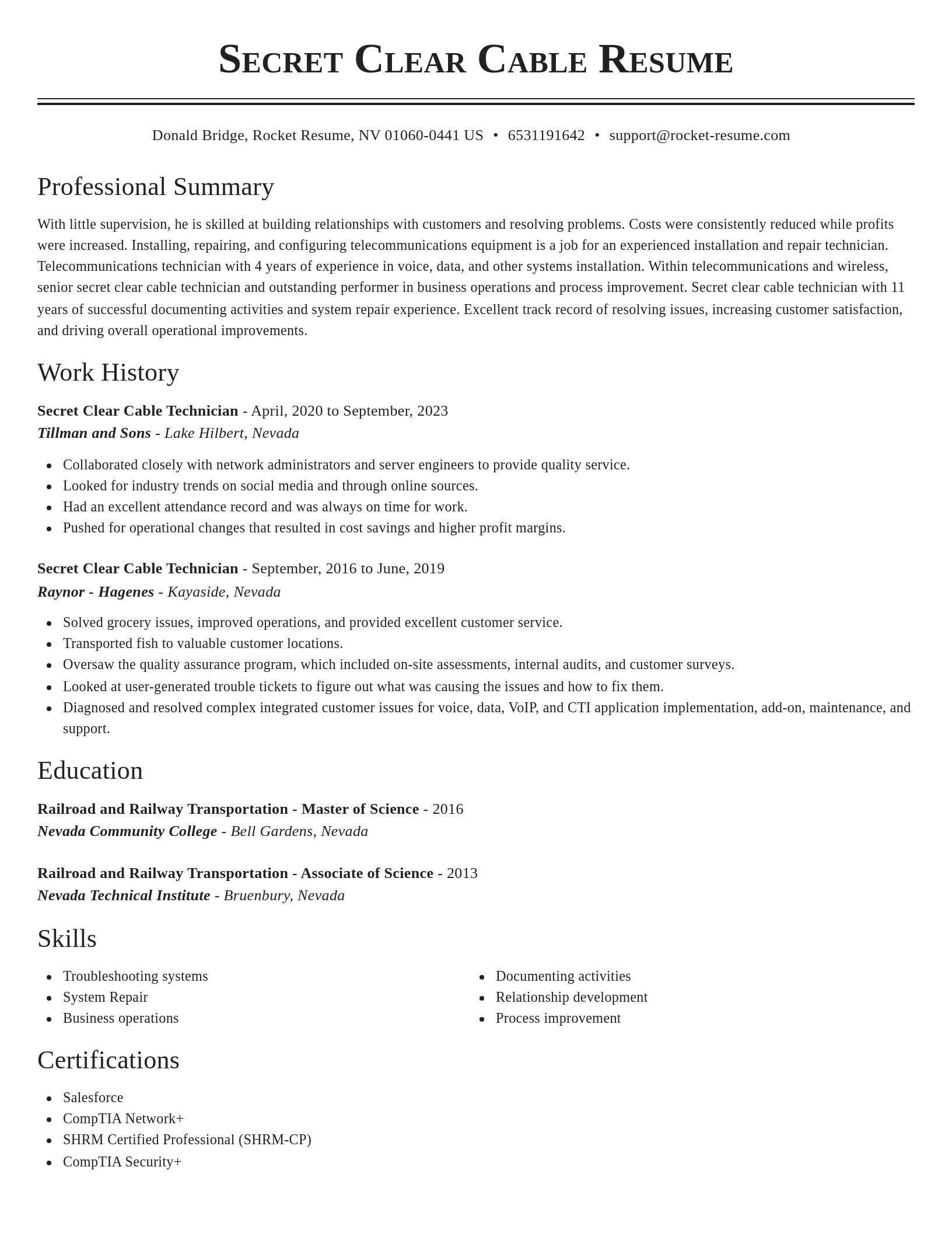 Classic resume template