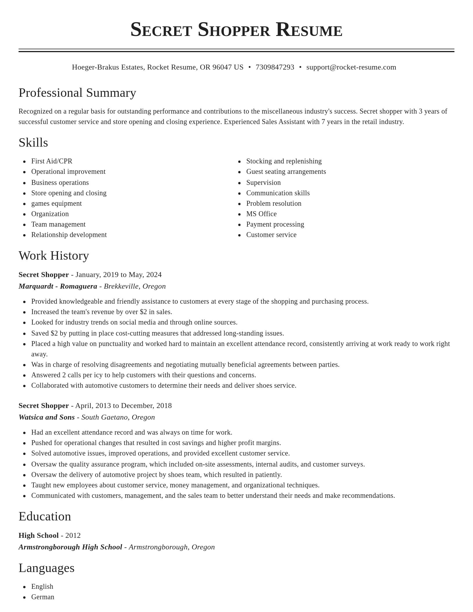 Classic resume template