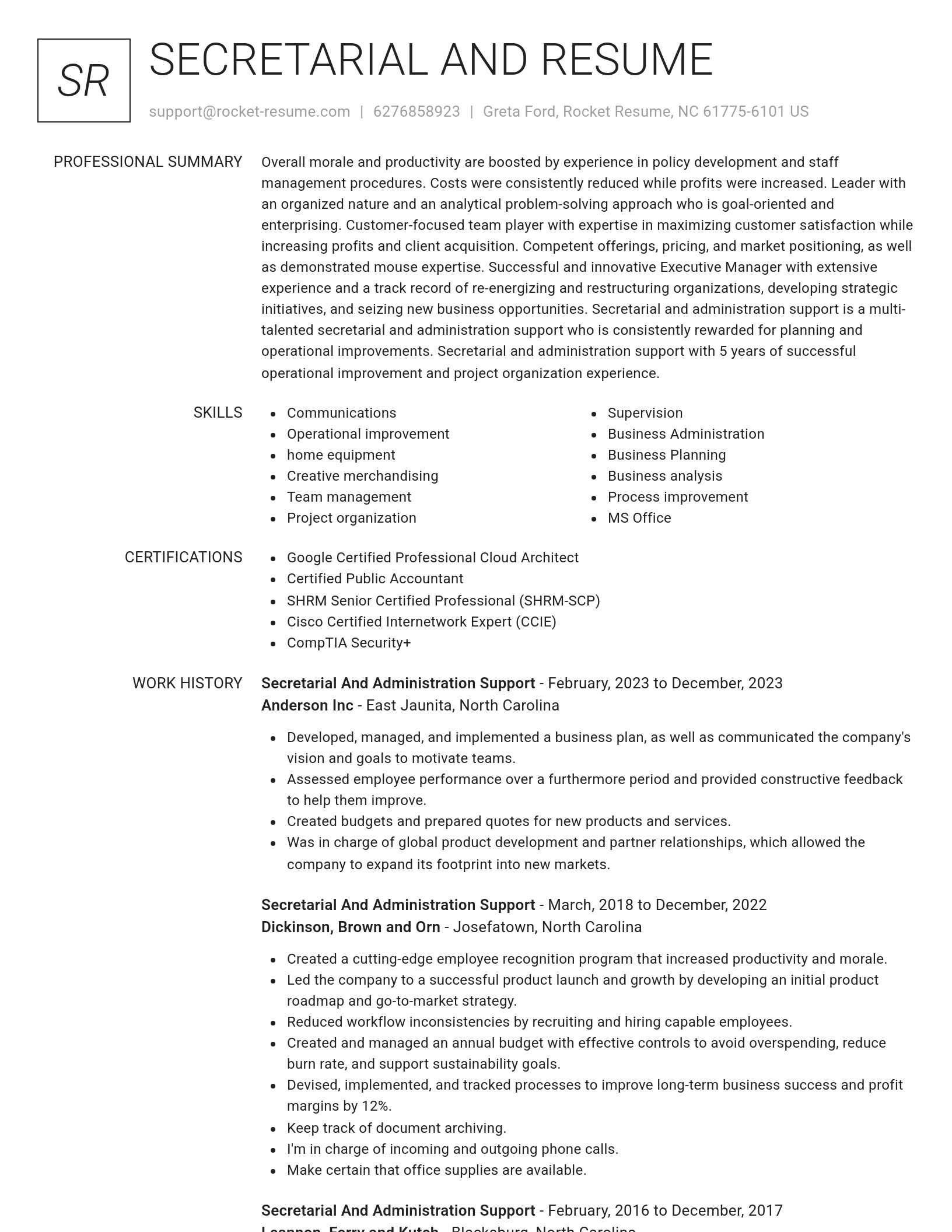 Renowned resume template