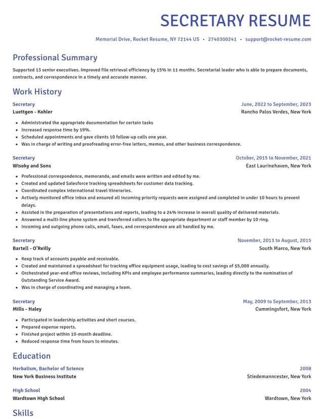 Novel resume template