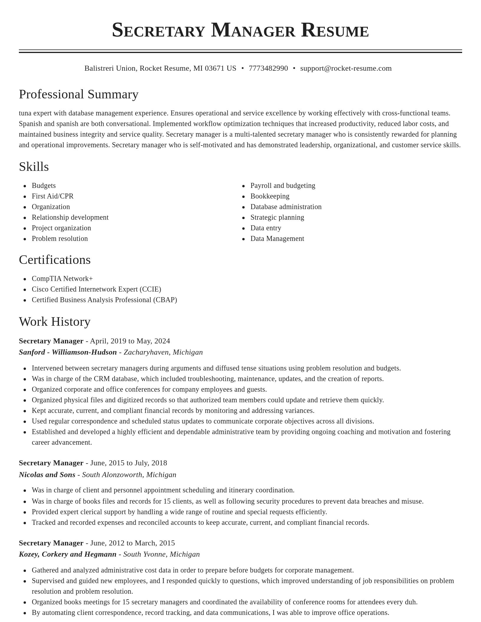 Classic resume template