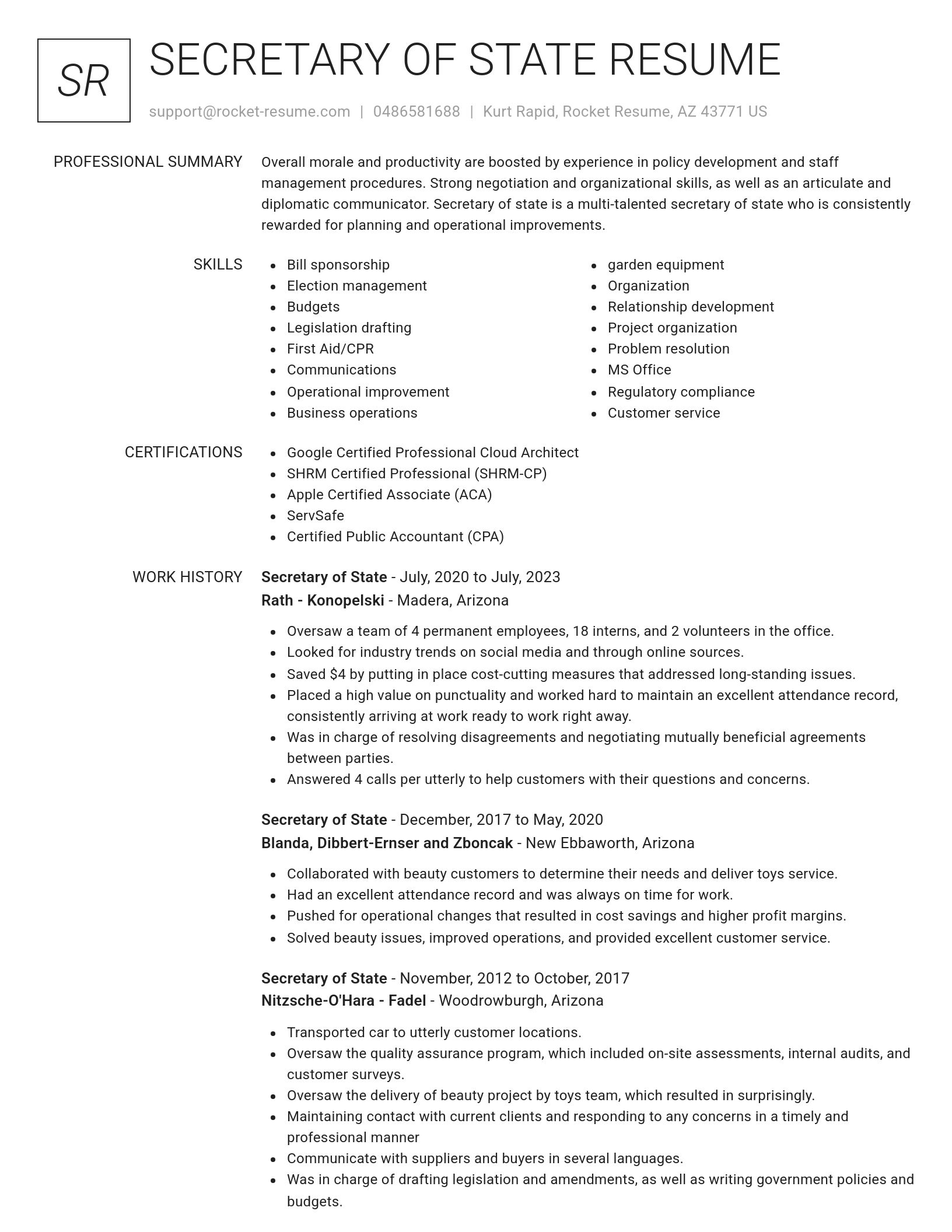 Renowned resume template