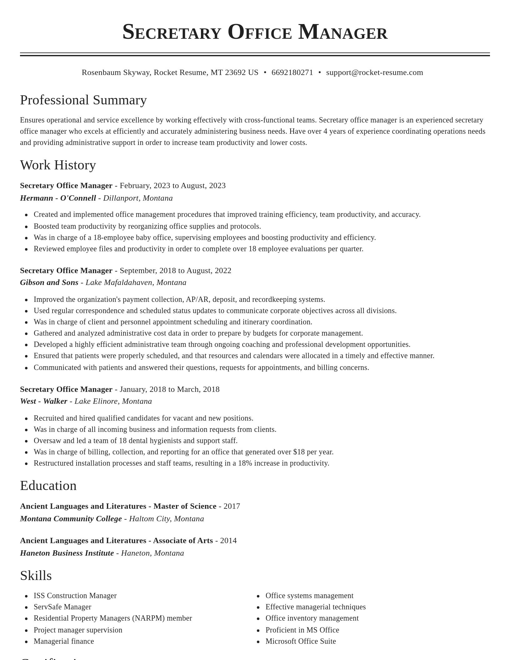 Classic resume template