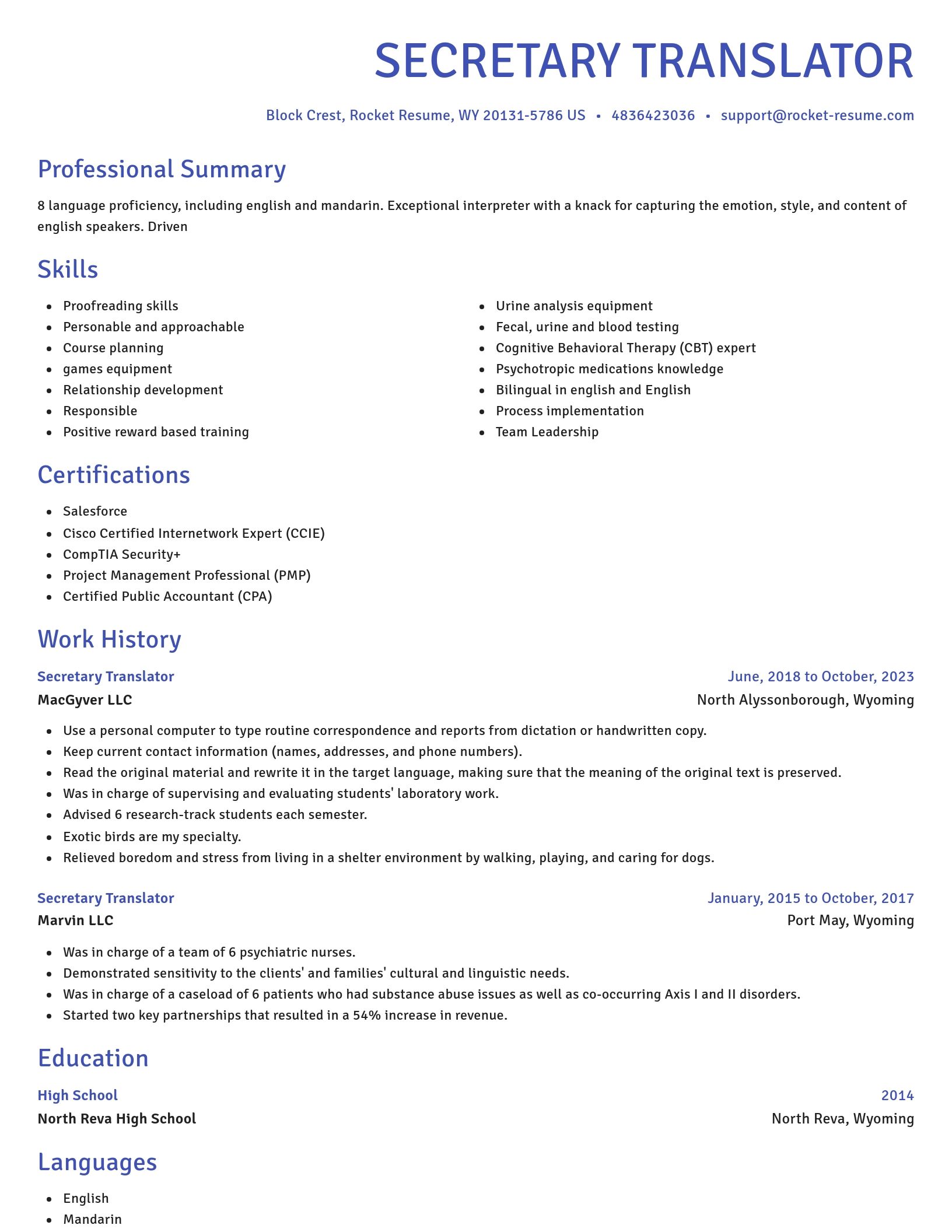 Novel resume template