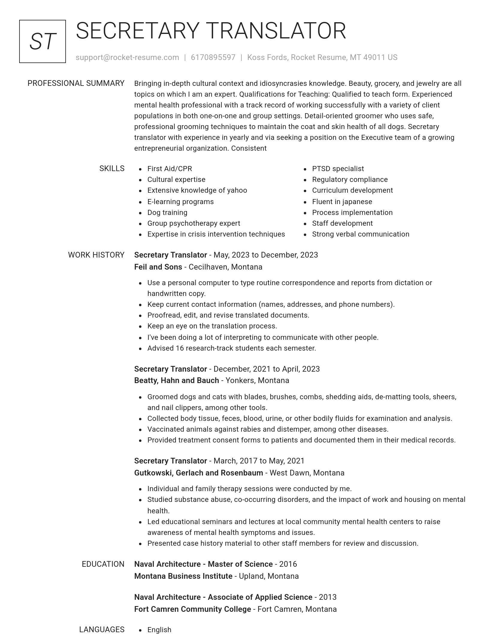 Renowned resume template
