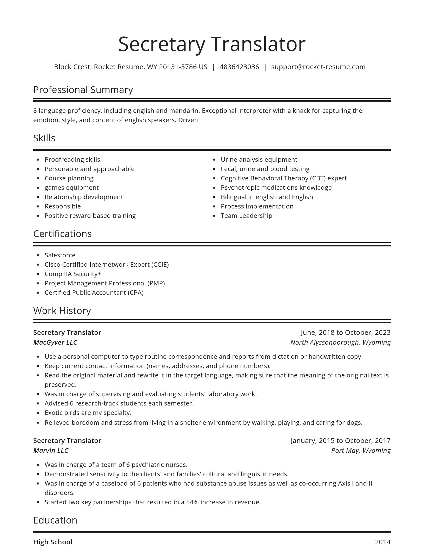 Spotlight resume template