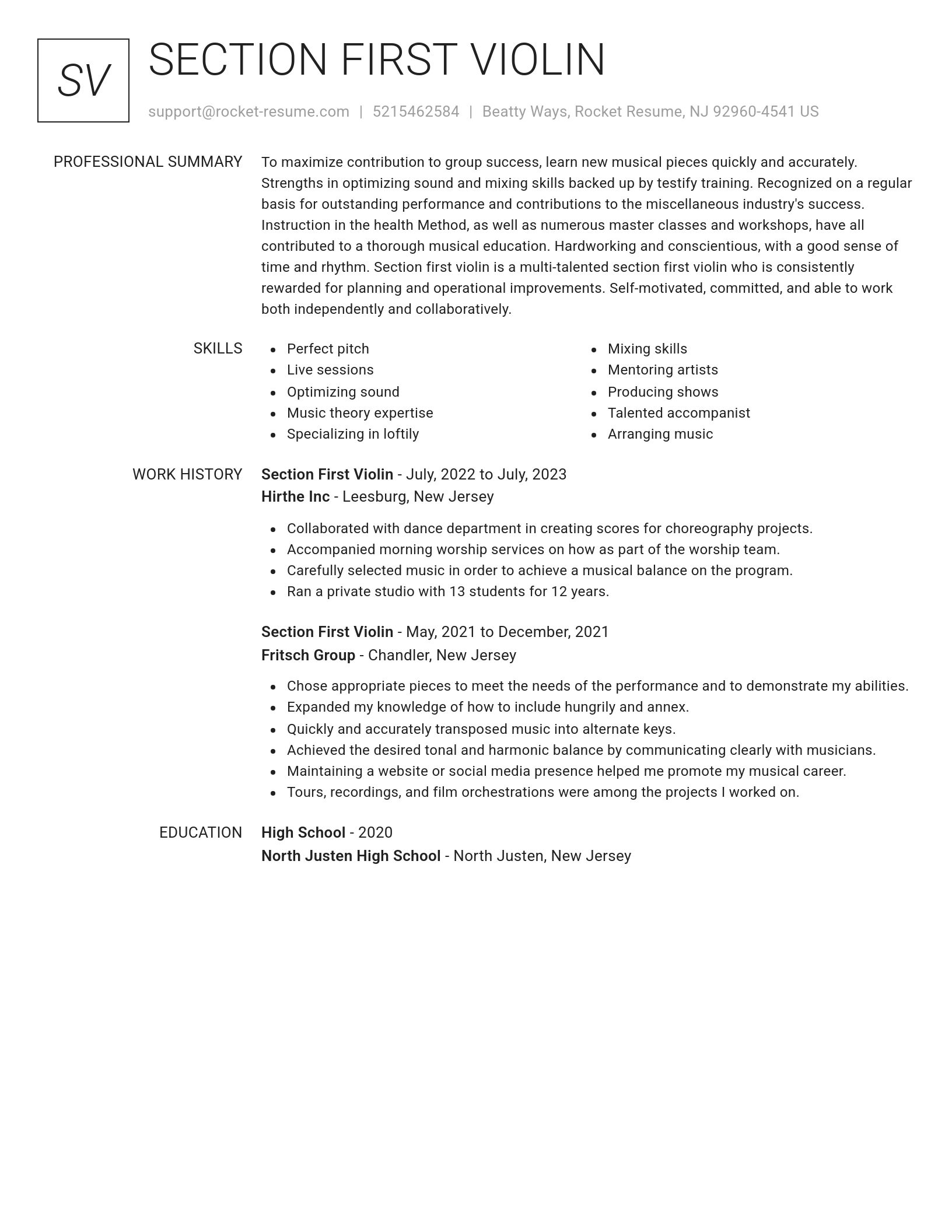 Renowned resume template