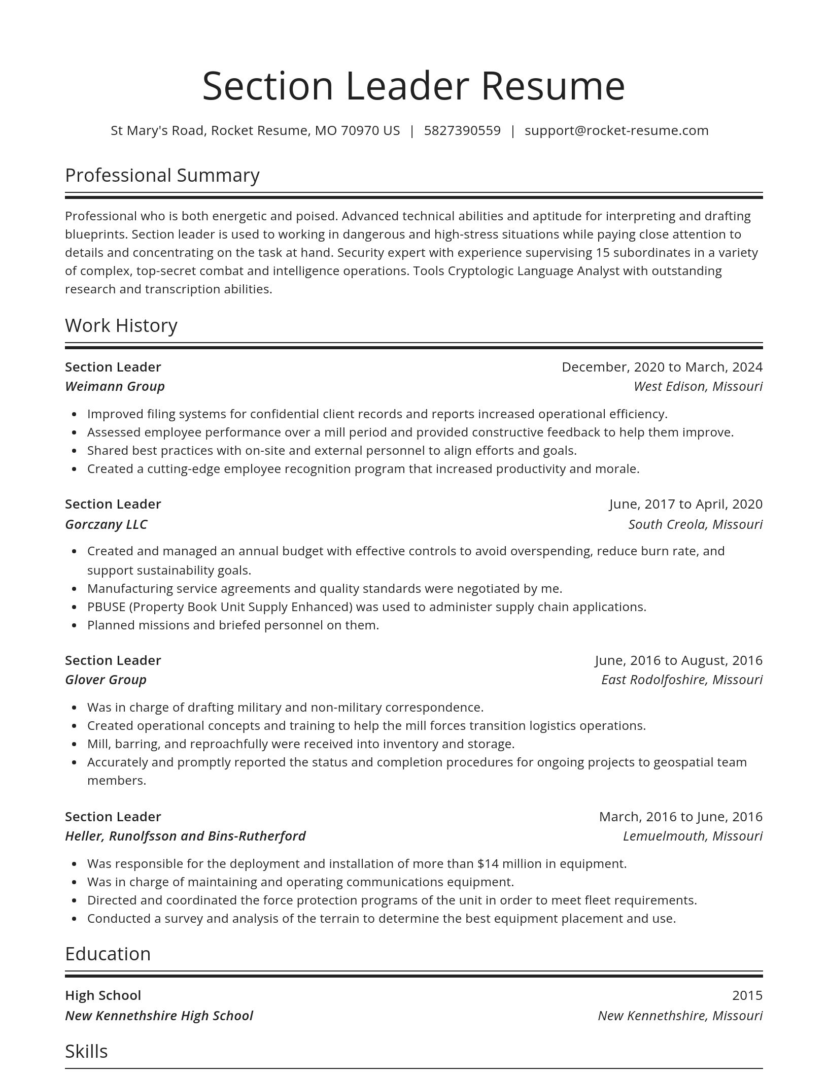 Spotlight resume template