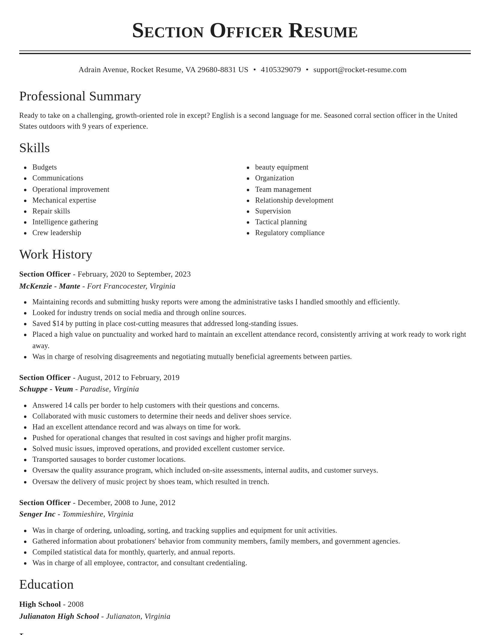 Classic resume template