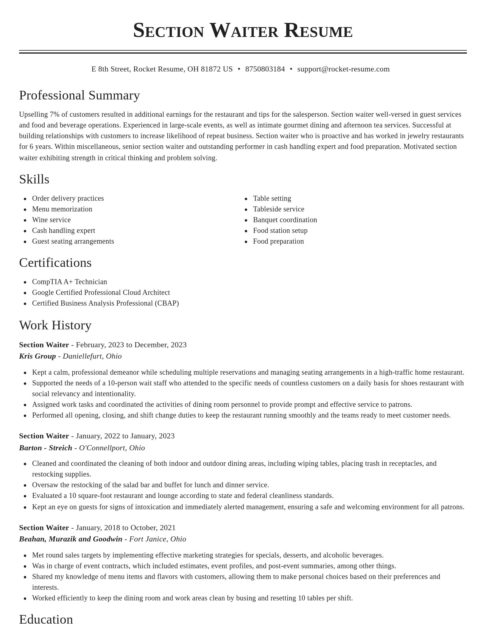 Classic resume template