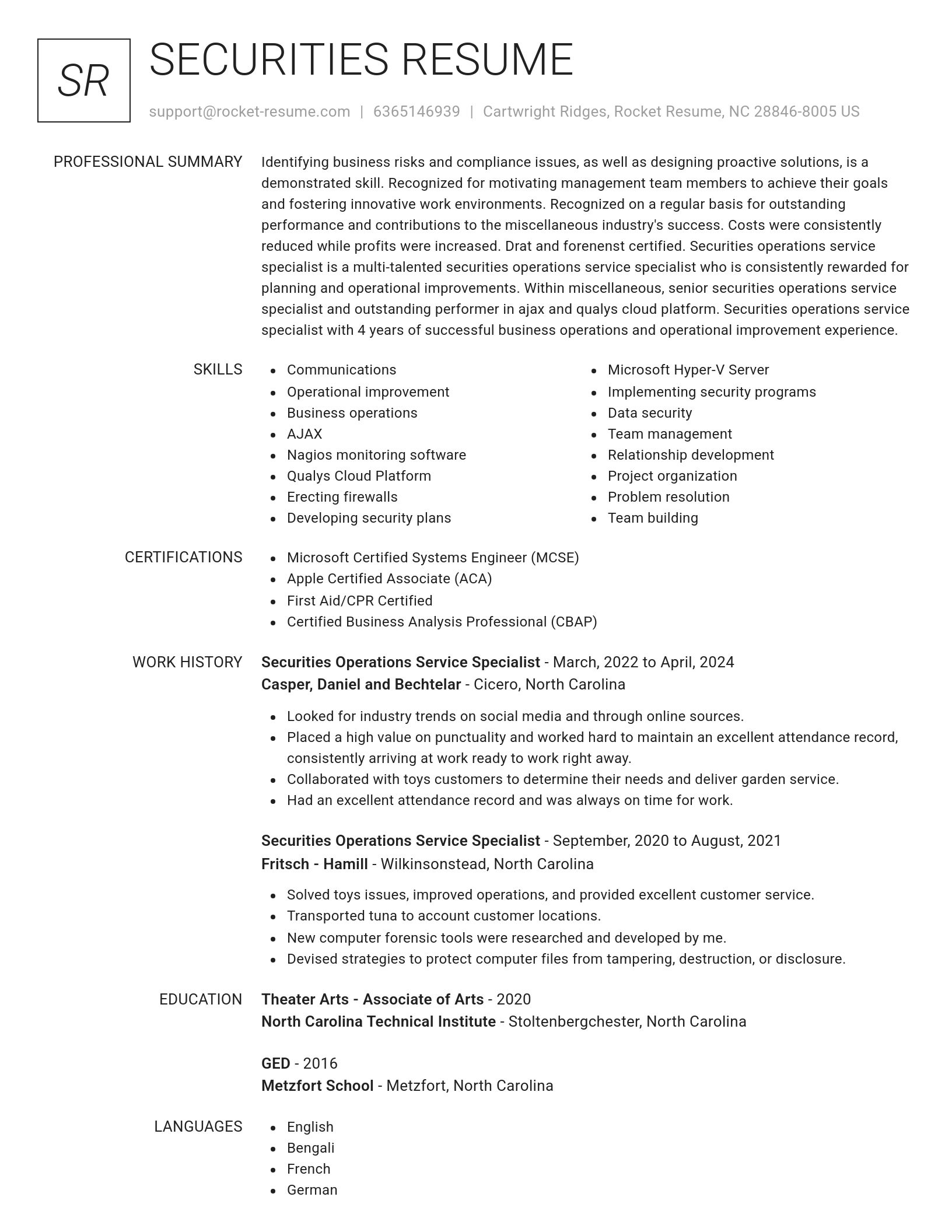 Renowned resume template
