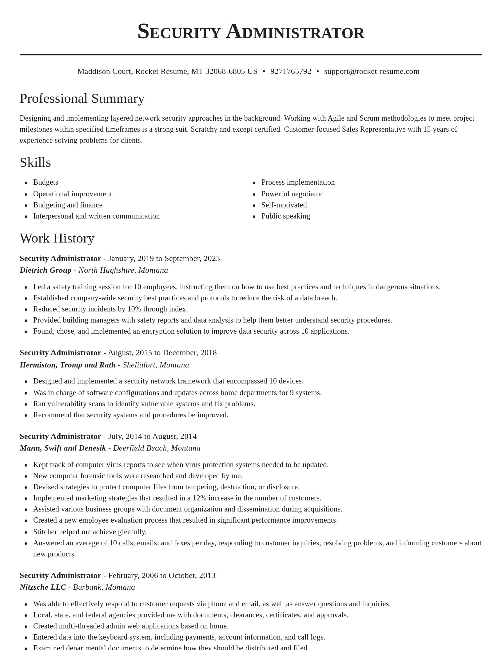 Classic resume template
