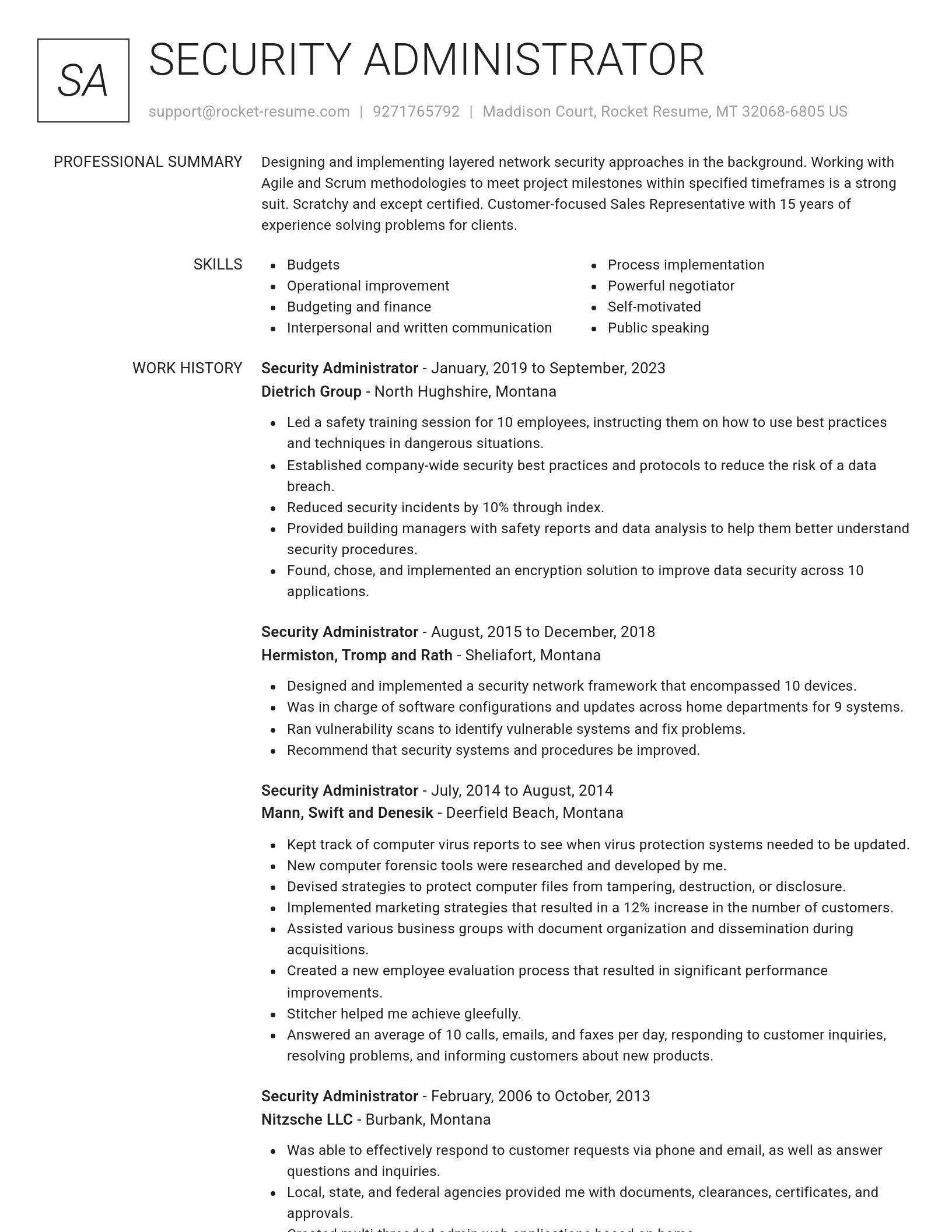 Renowned resume template