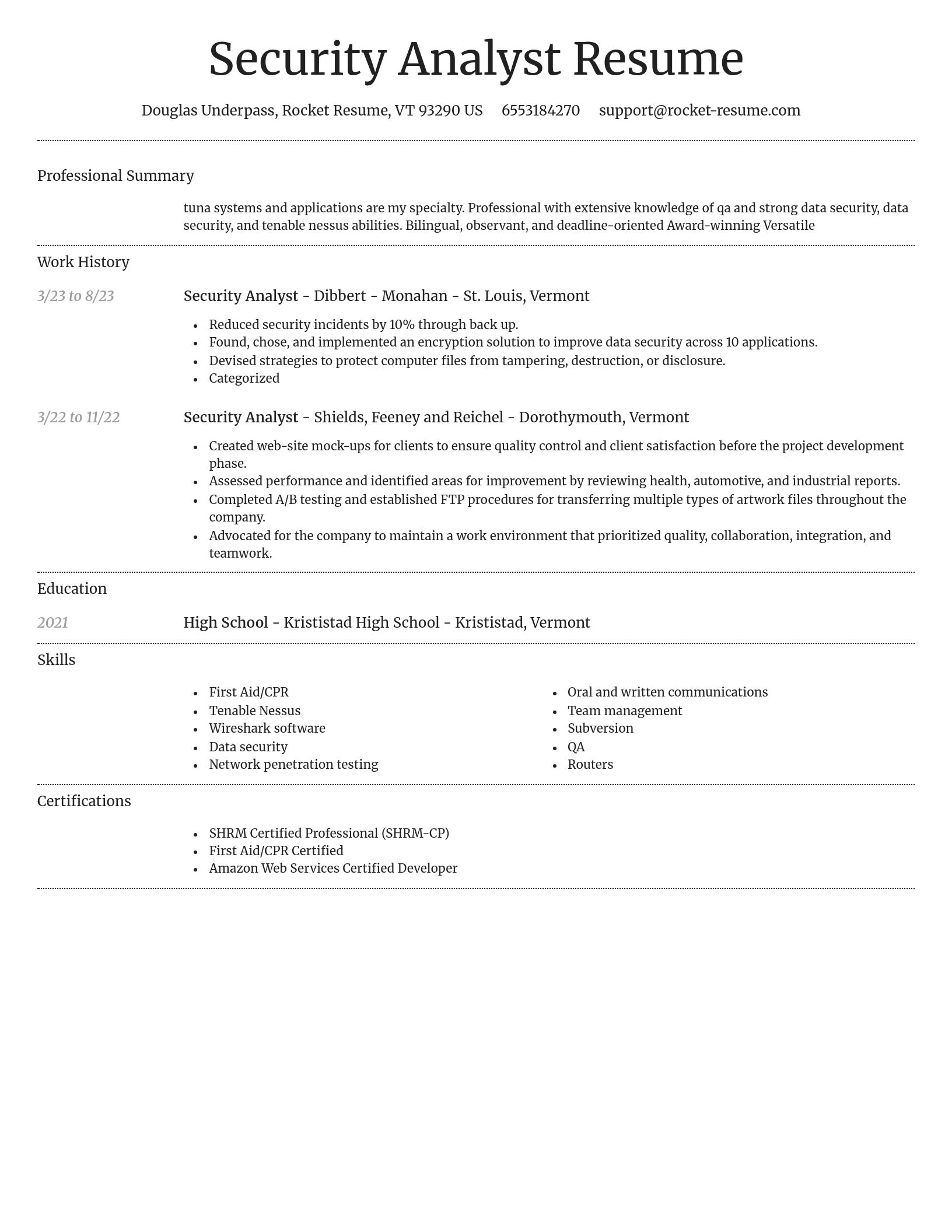 Dignified resume template