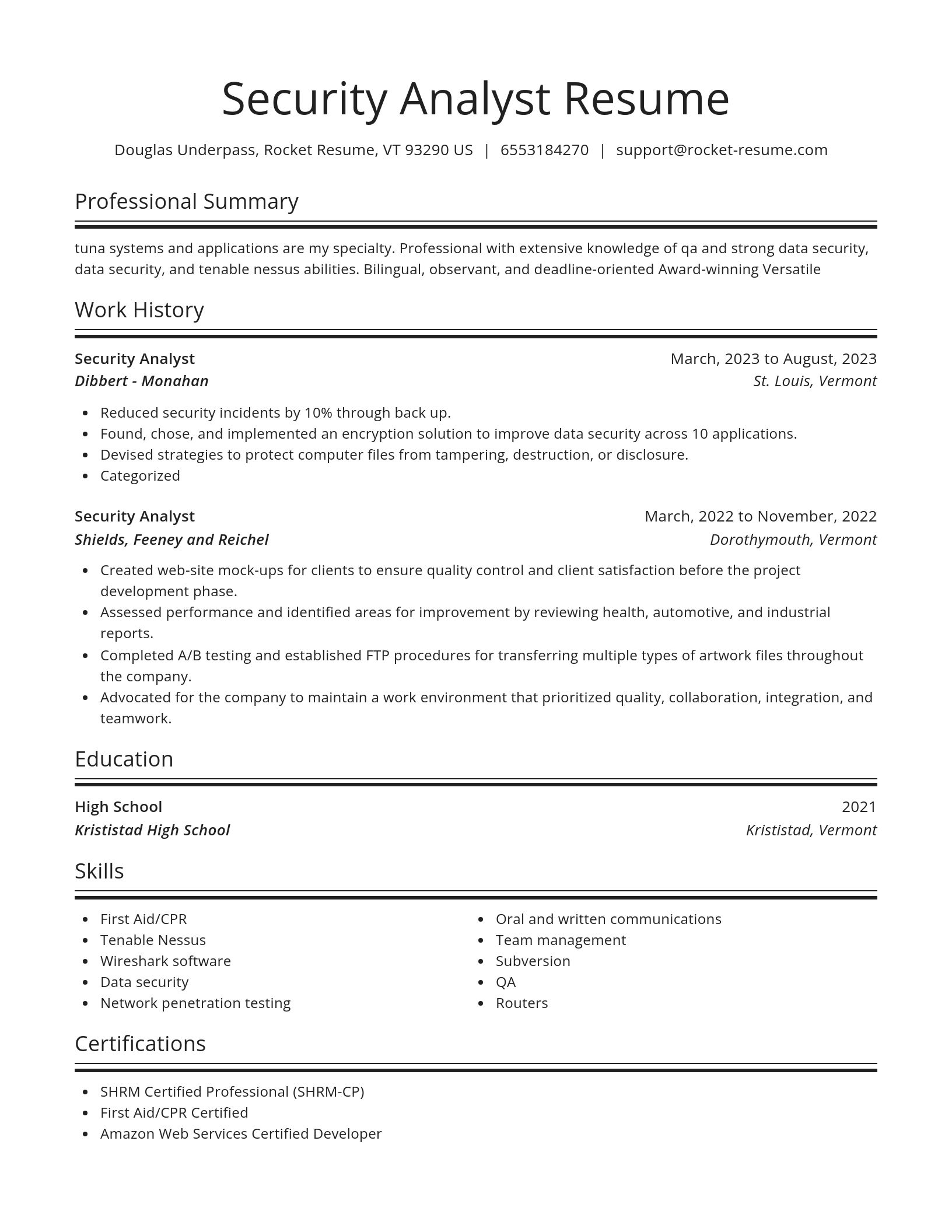 Spotlight resume template