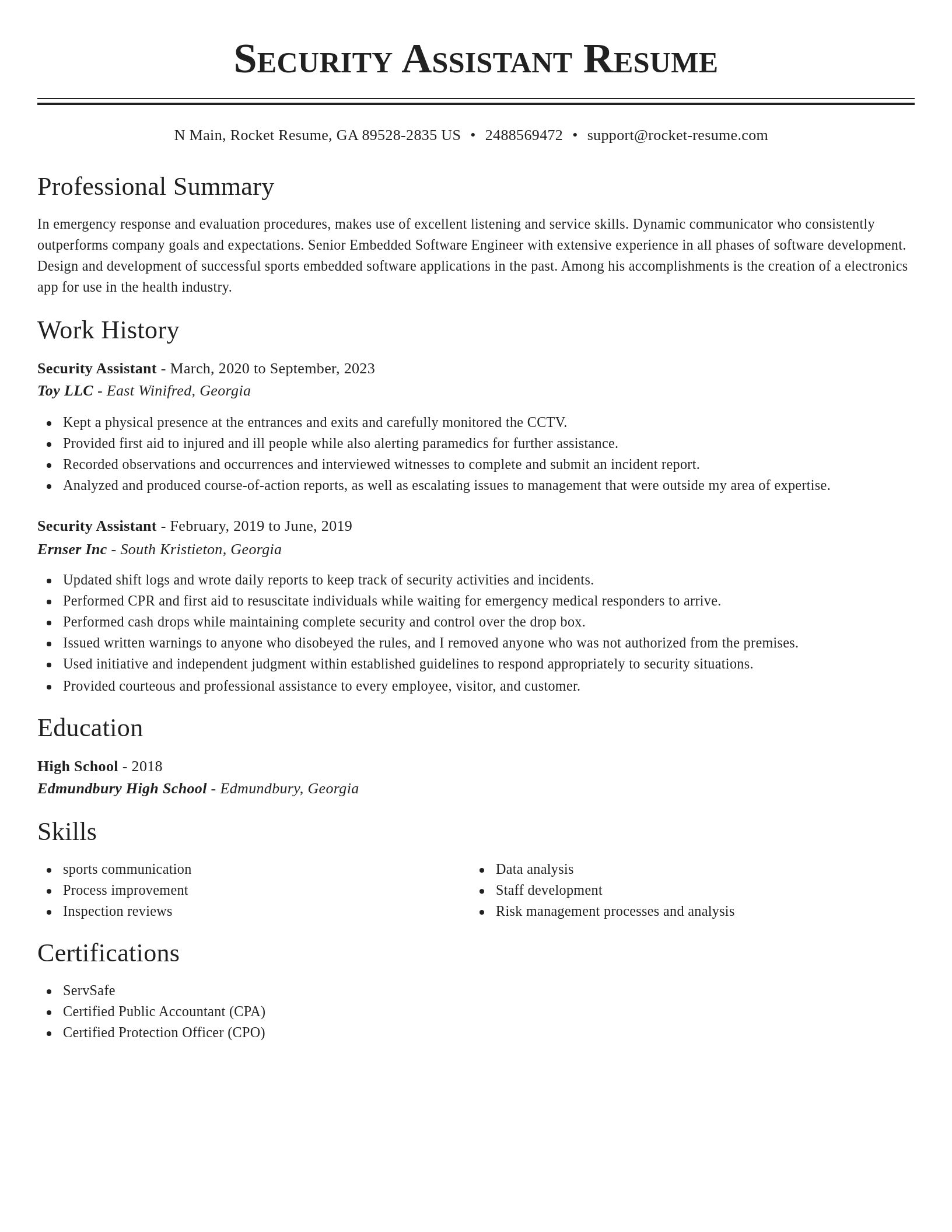Classic resume template