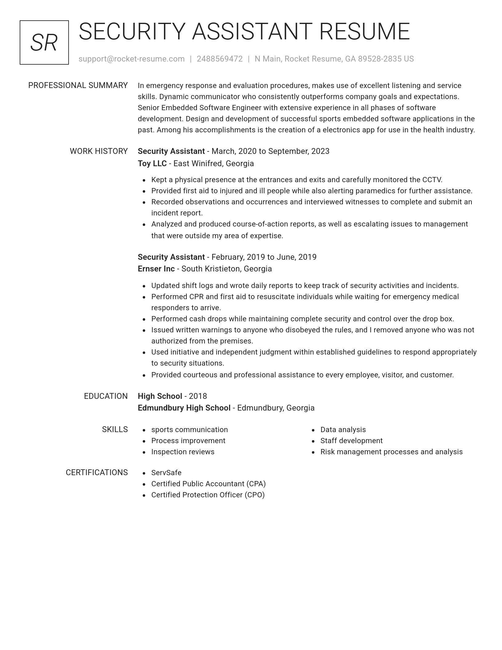 Renowned resume template