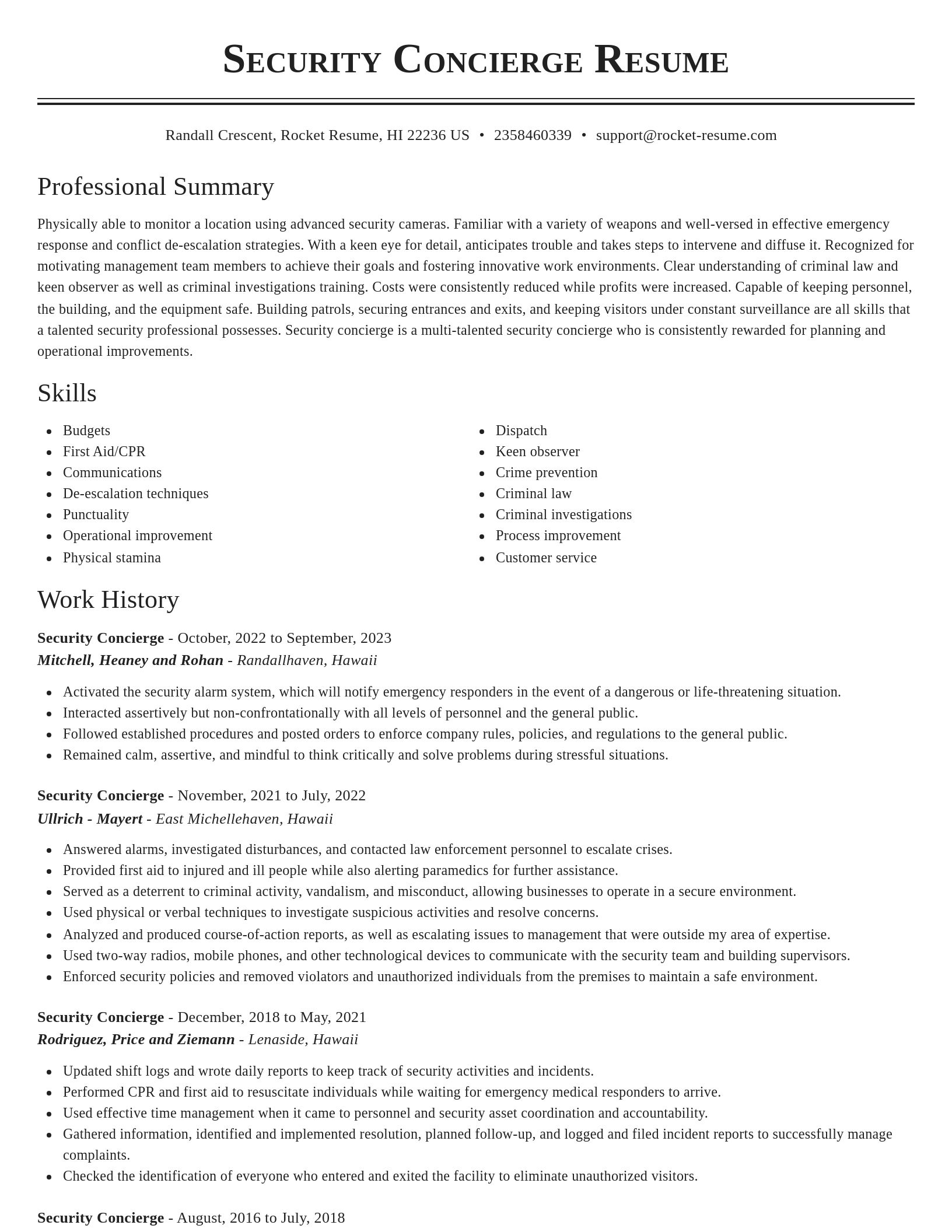 Classic resume template