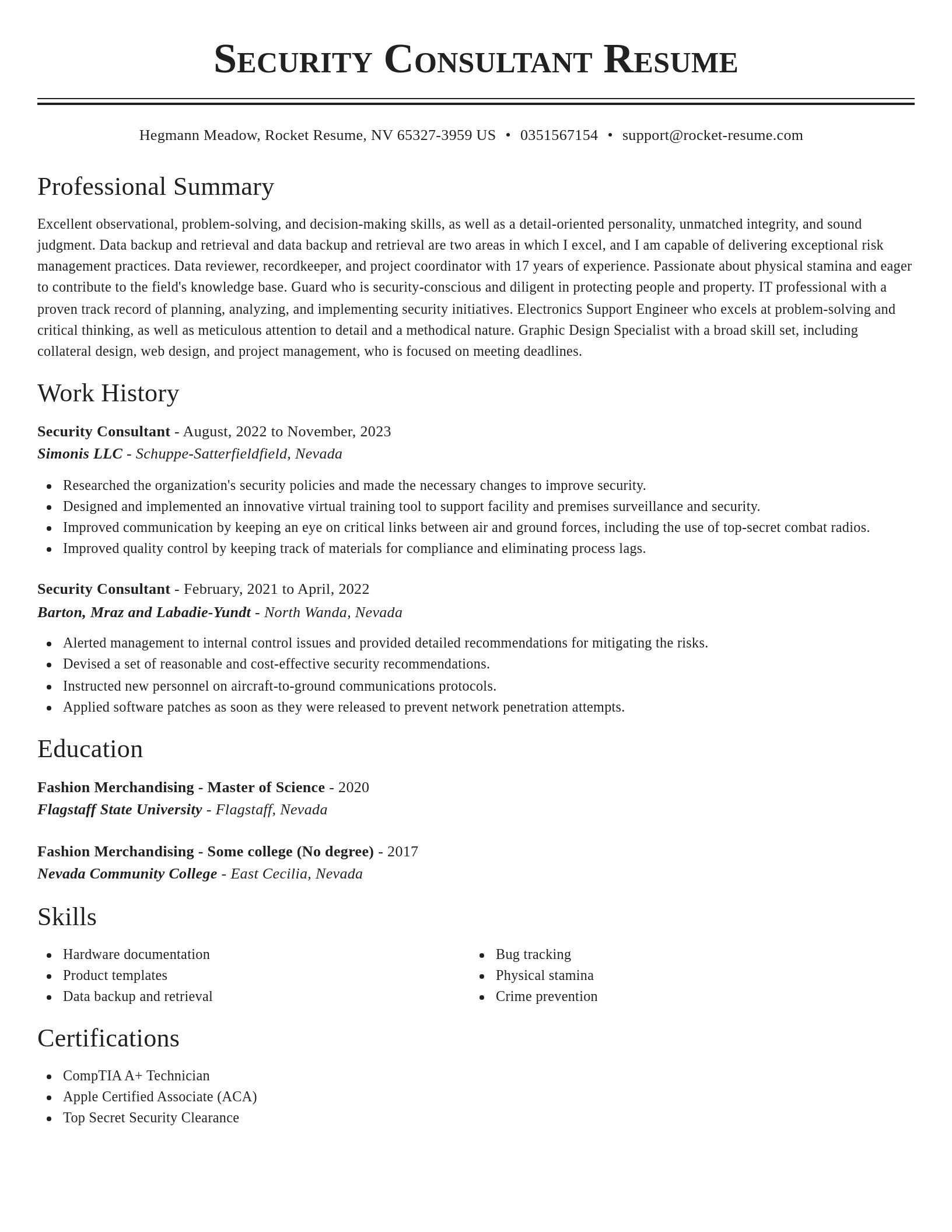 Classic resume template
