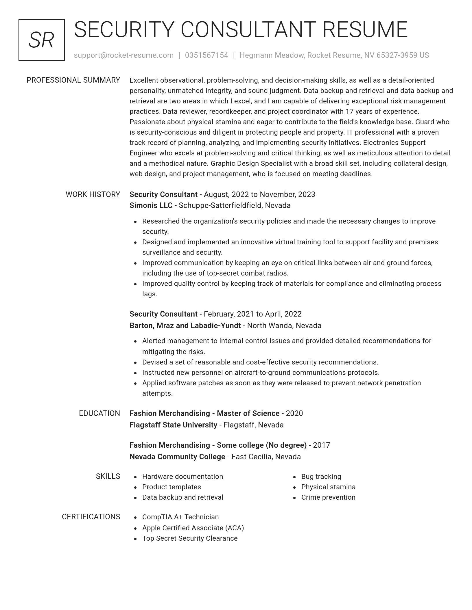 Renowned resume template