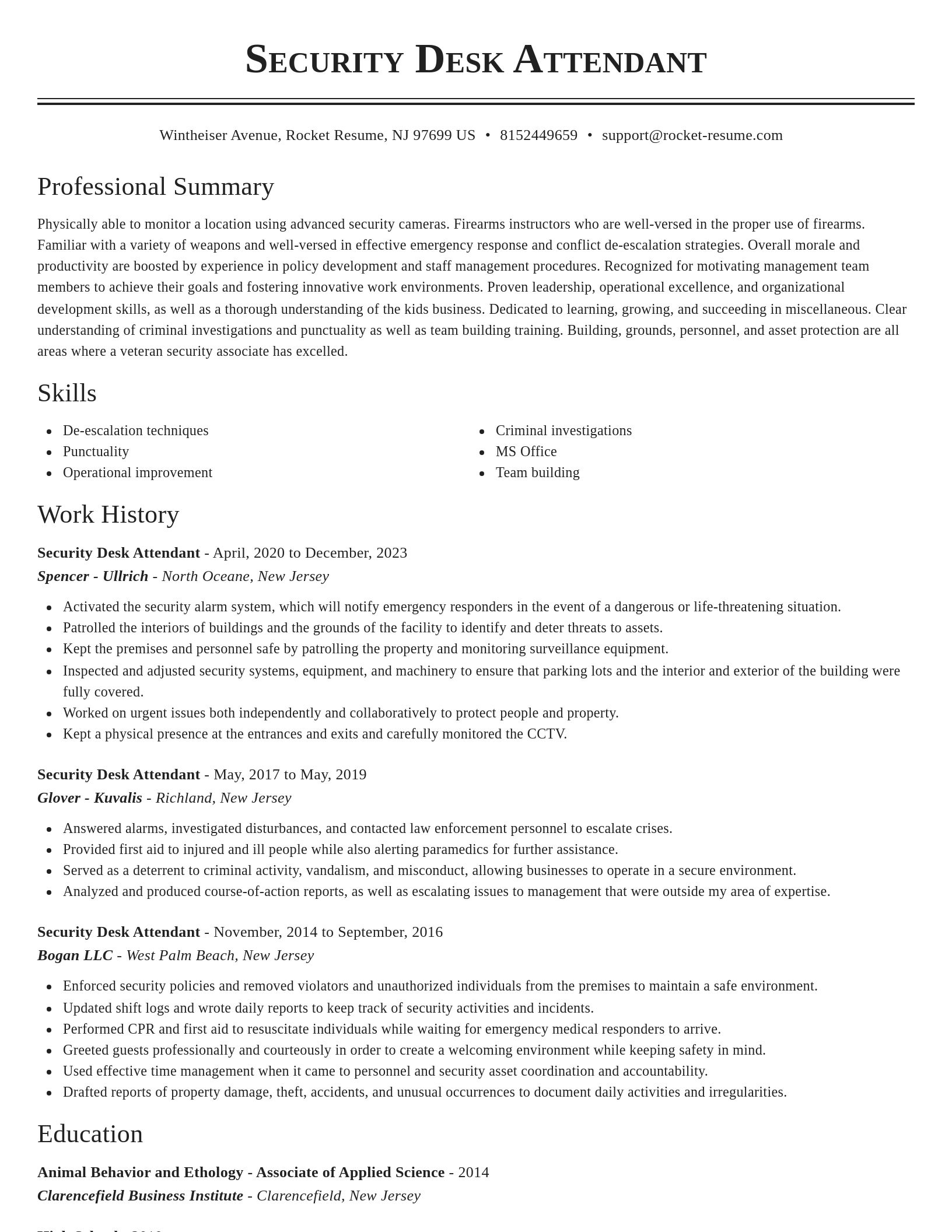 Classic resume template