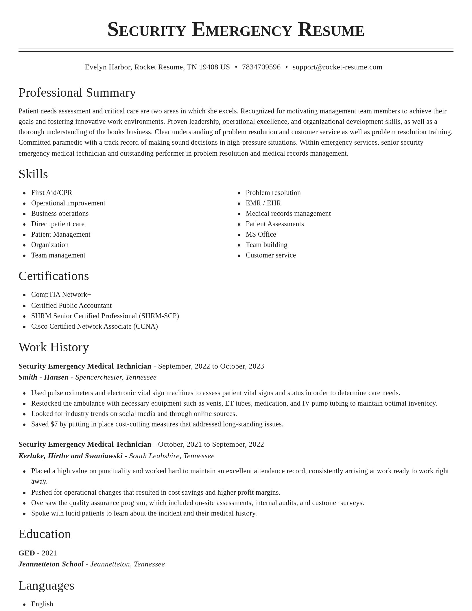 Classic resume template