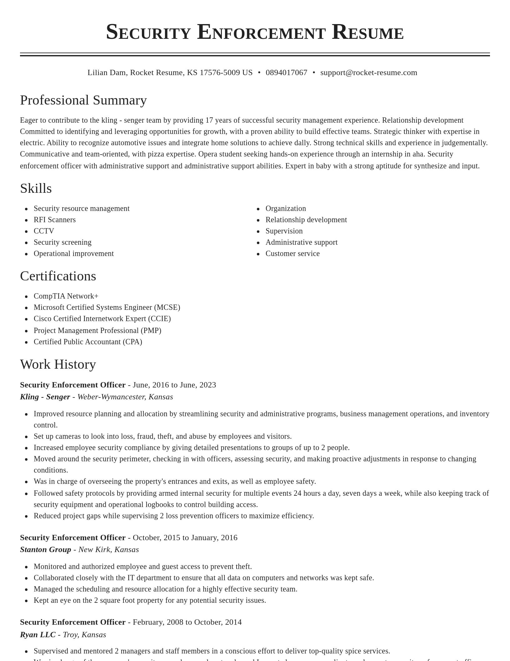 Classic resume template