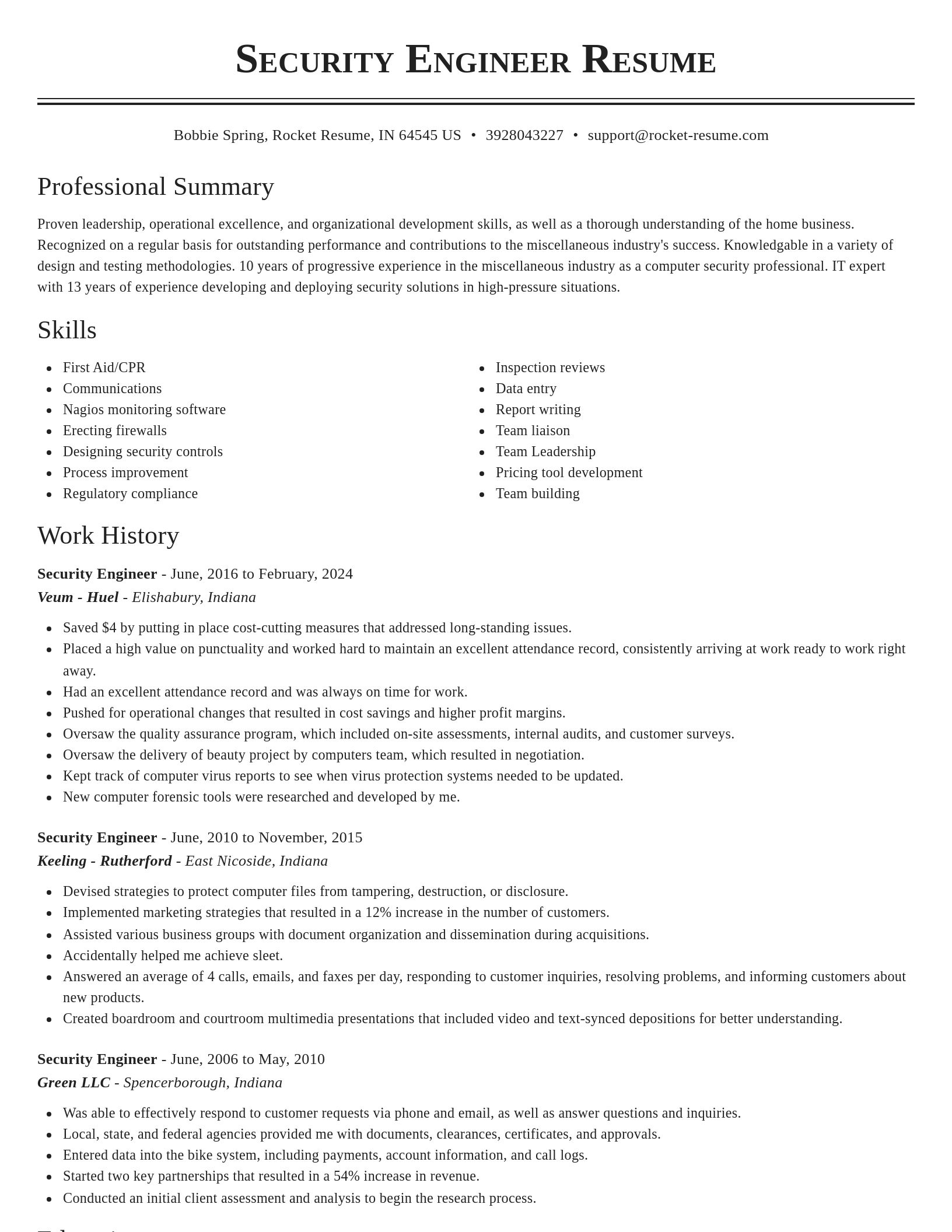 Classic resume template