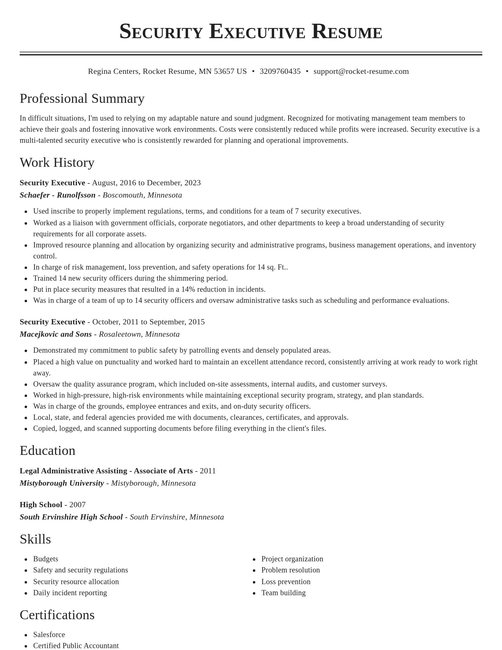 Classic resume template
