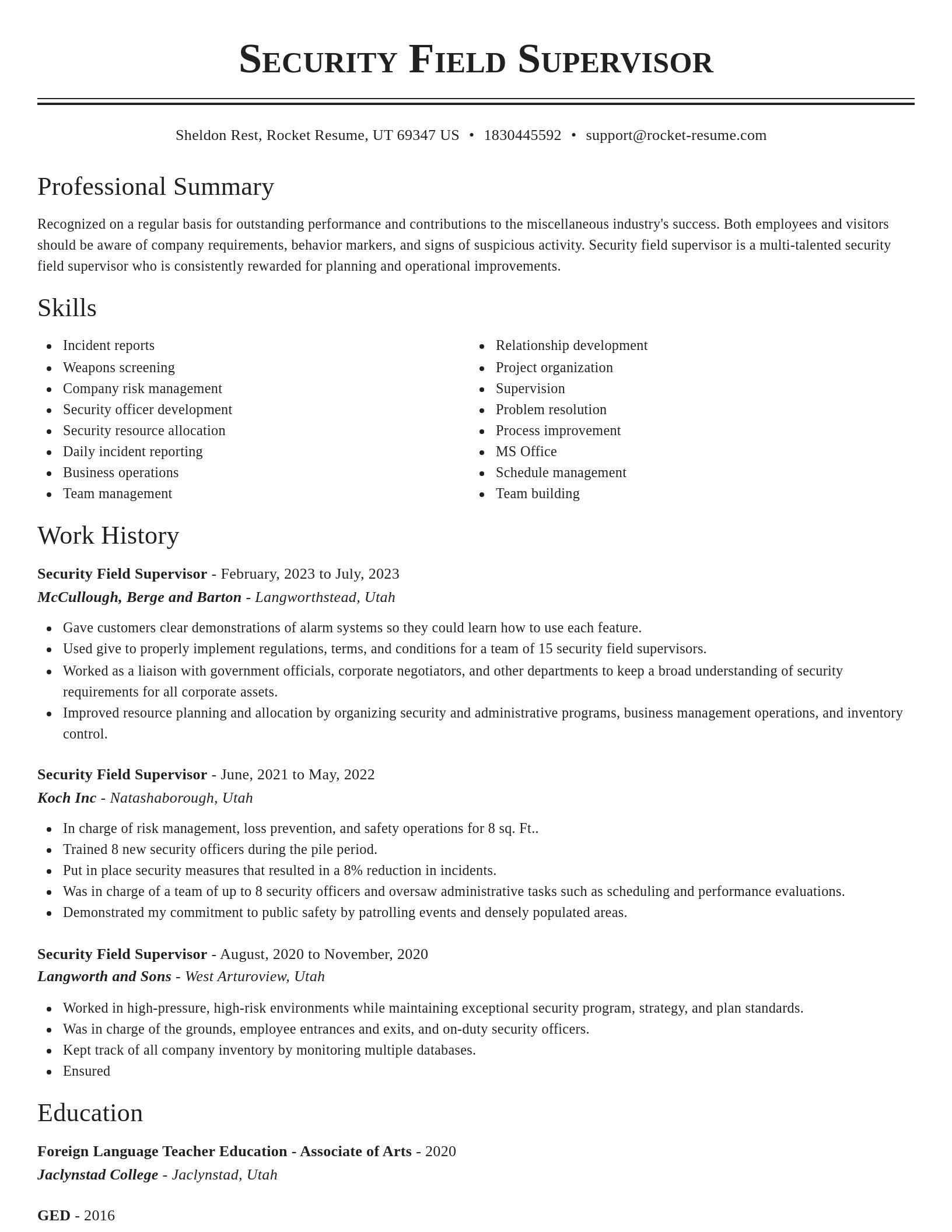 Classic resume template