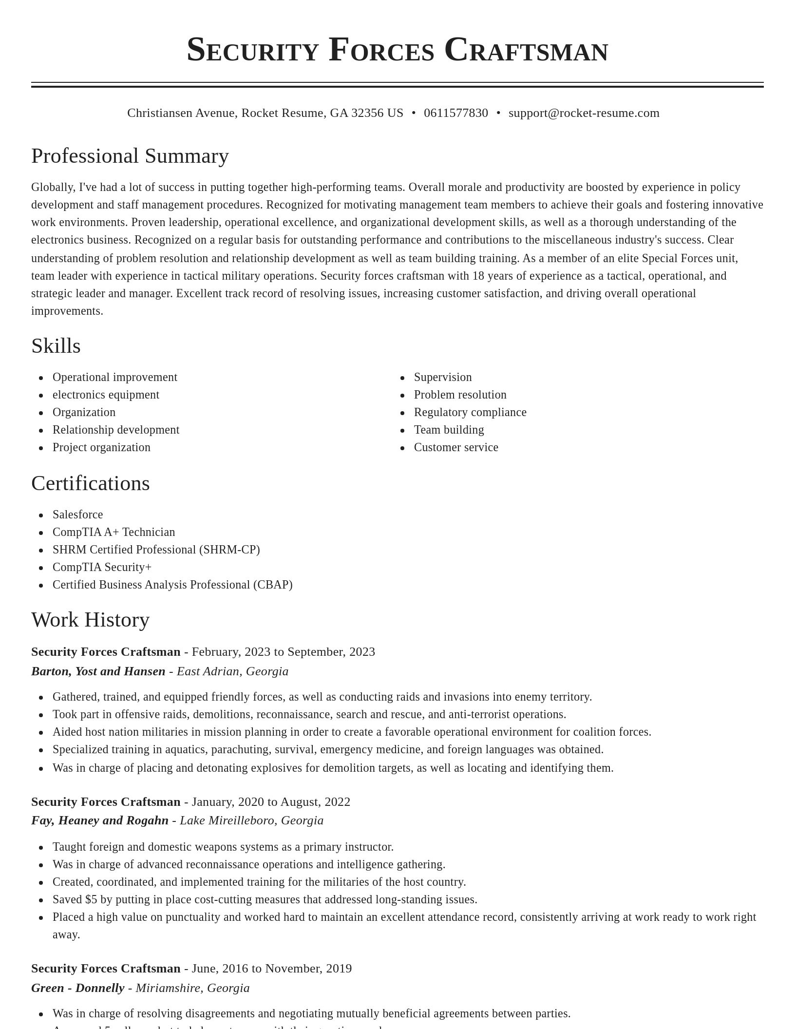Classic resume template