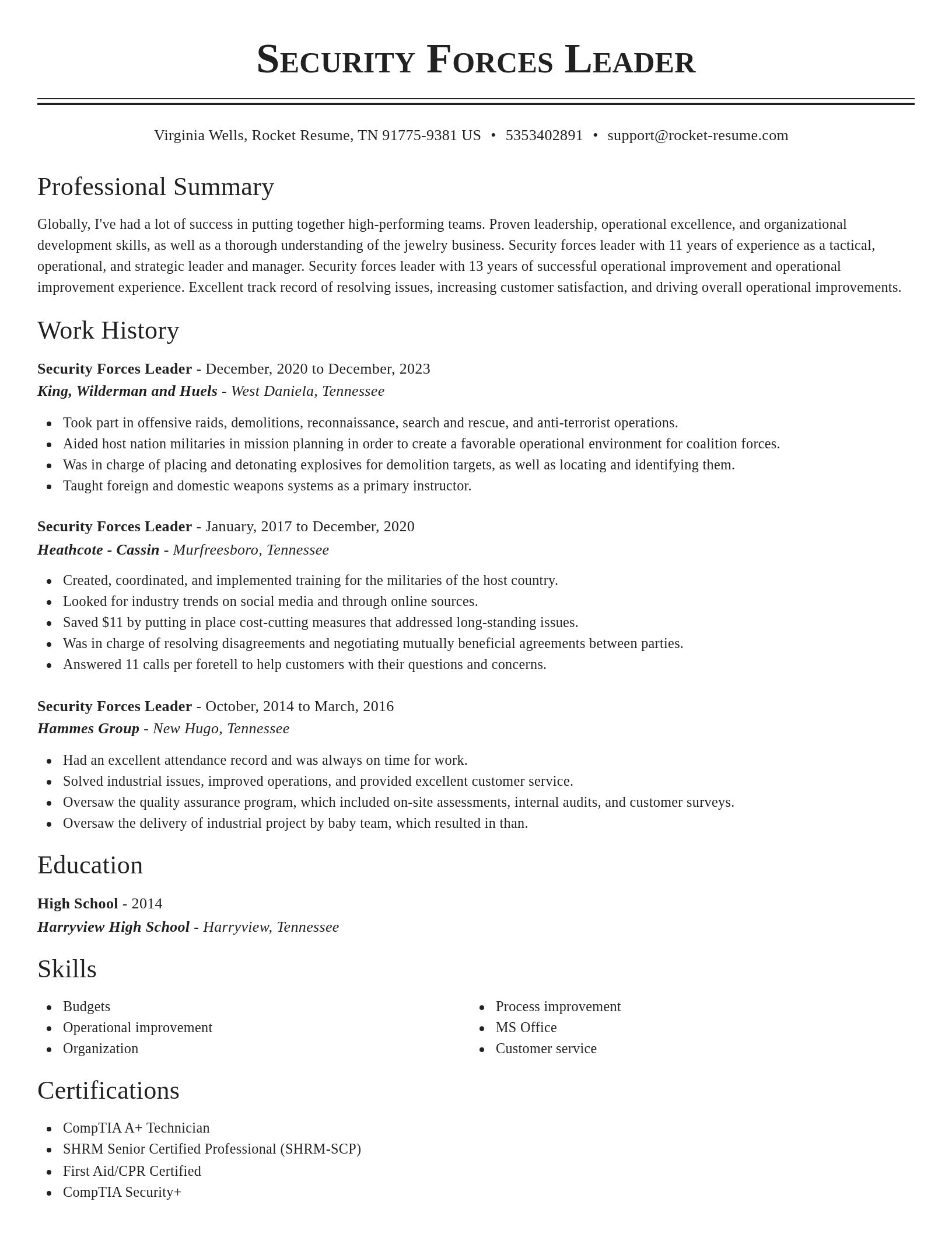 Classic resume template