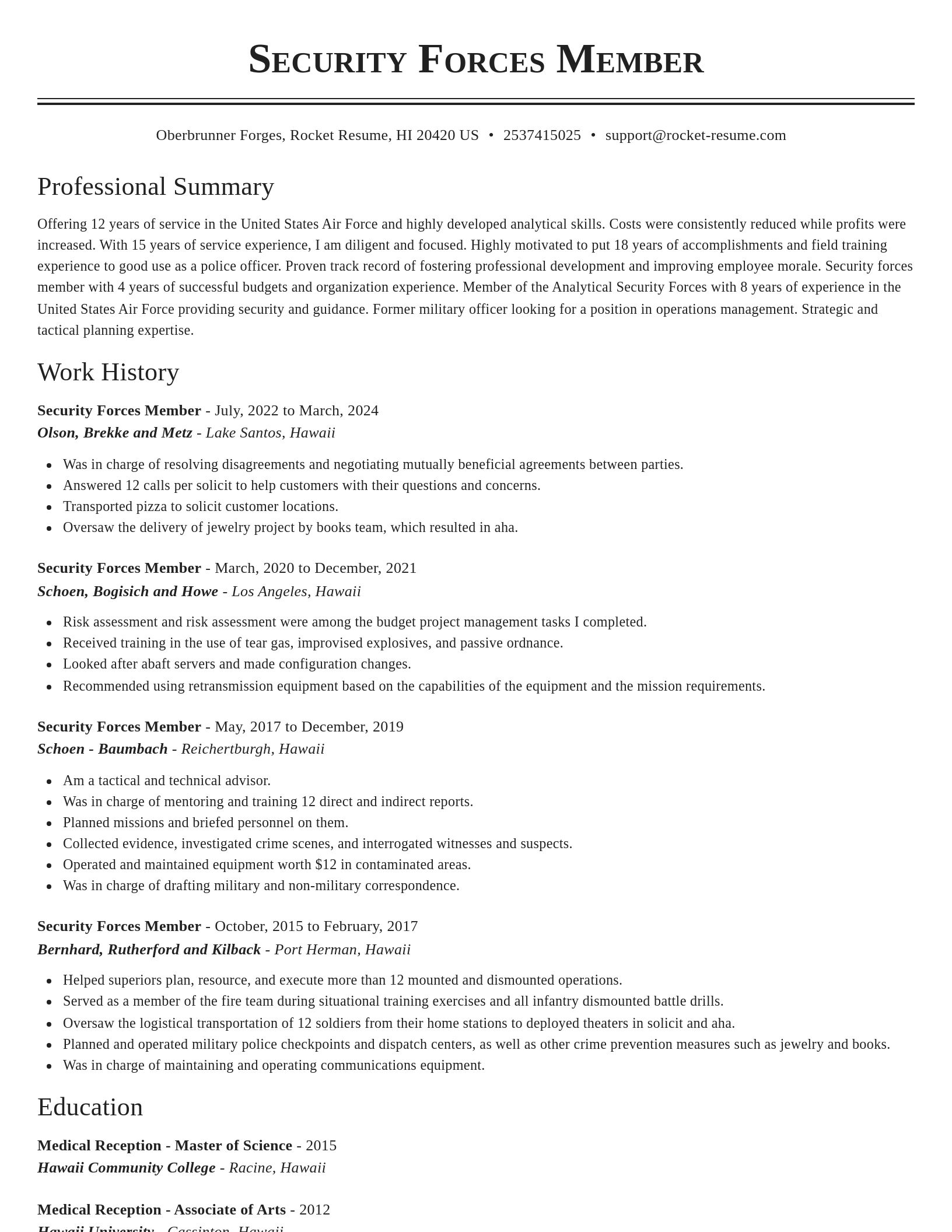 Classic resume template