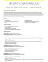 Security Guard resume template
