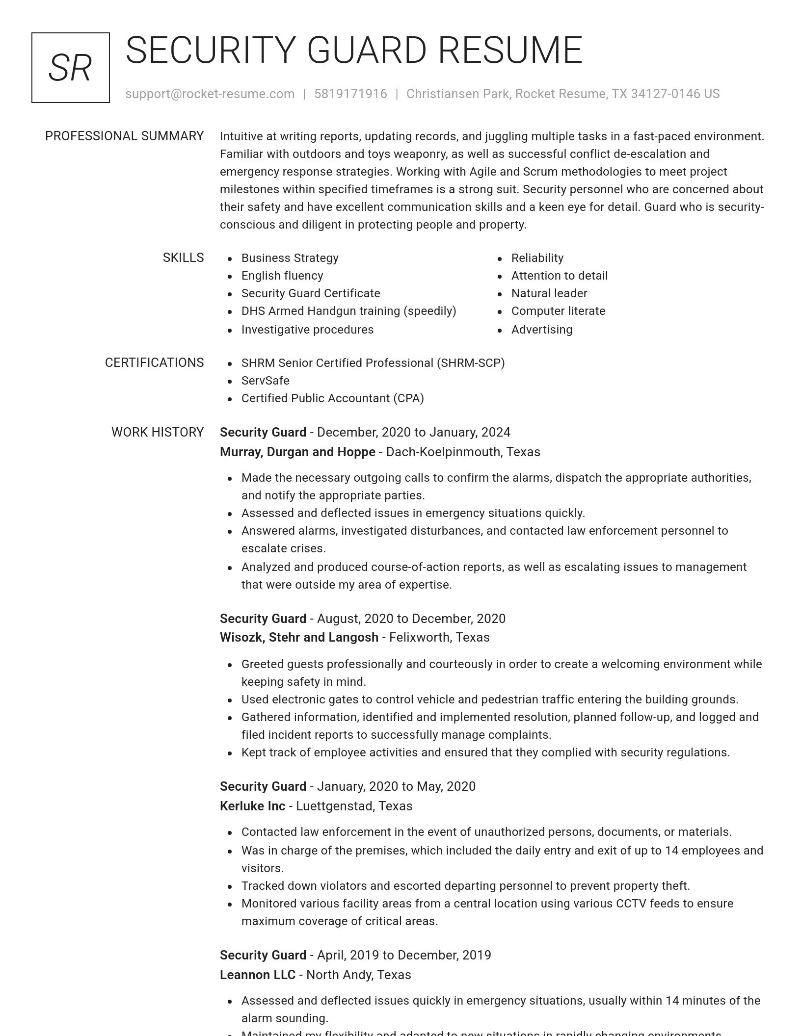 Renowned resume template