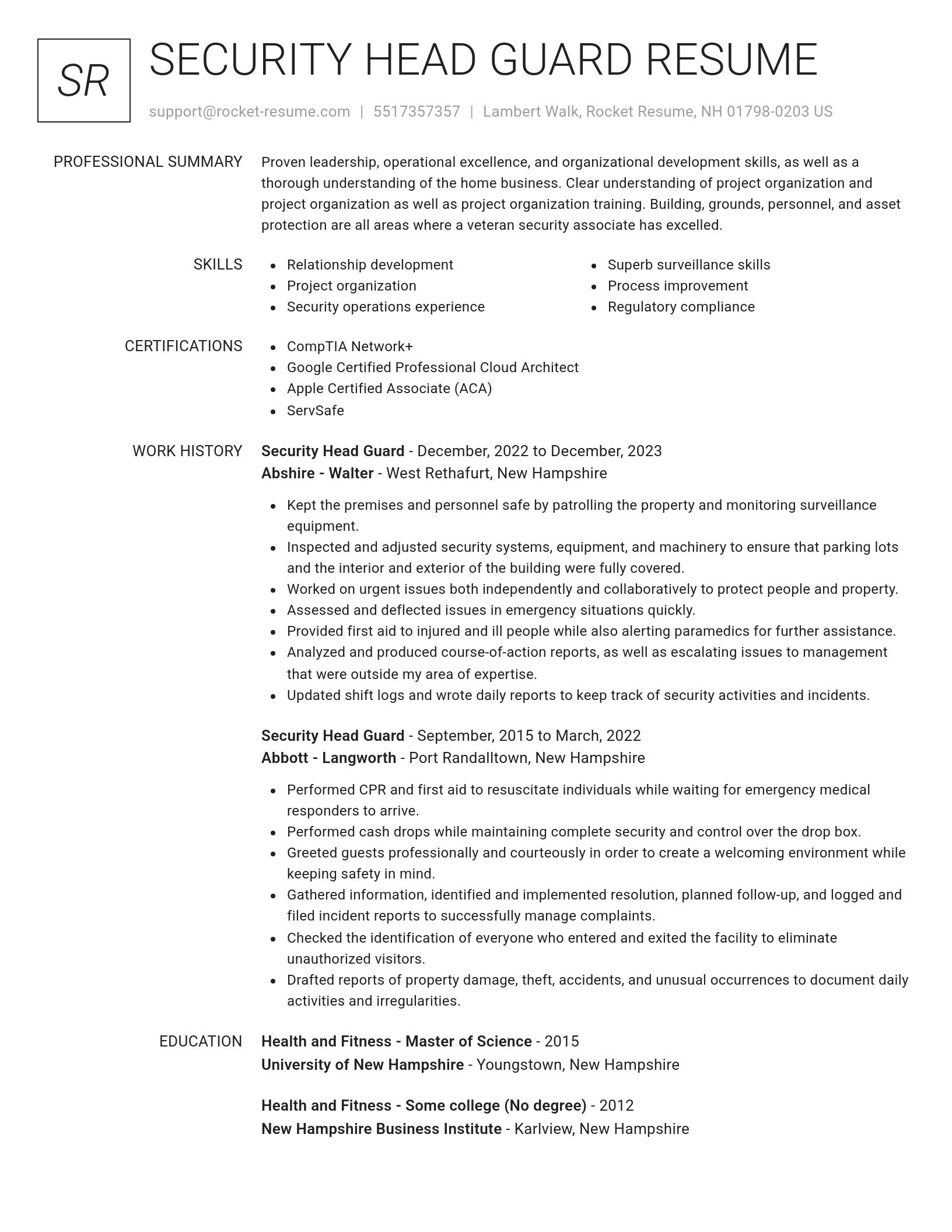 Renowned resume template