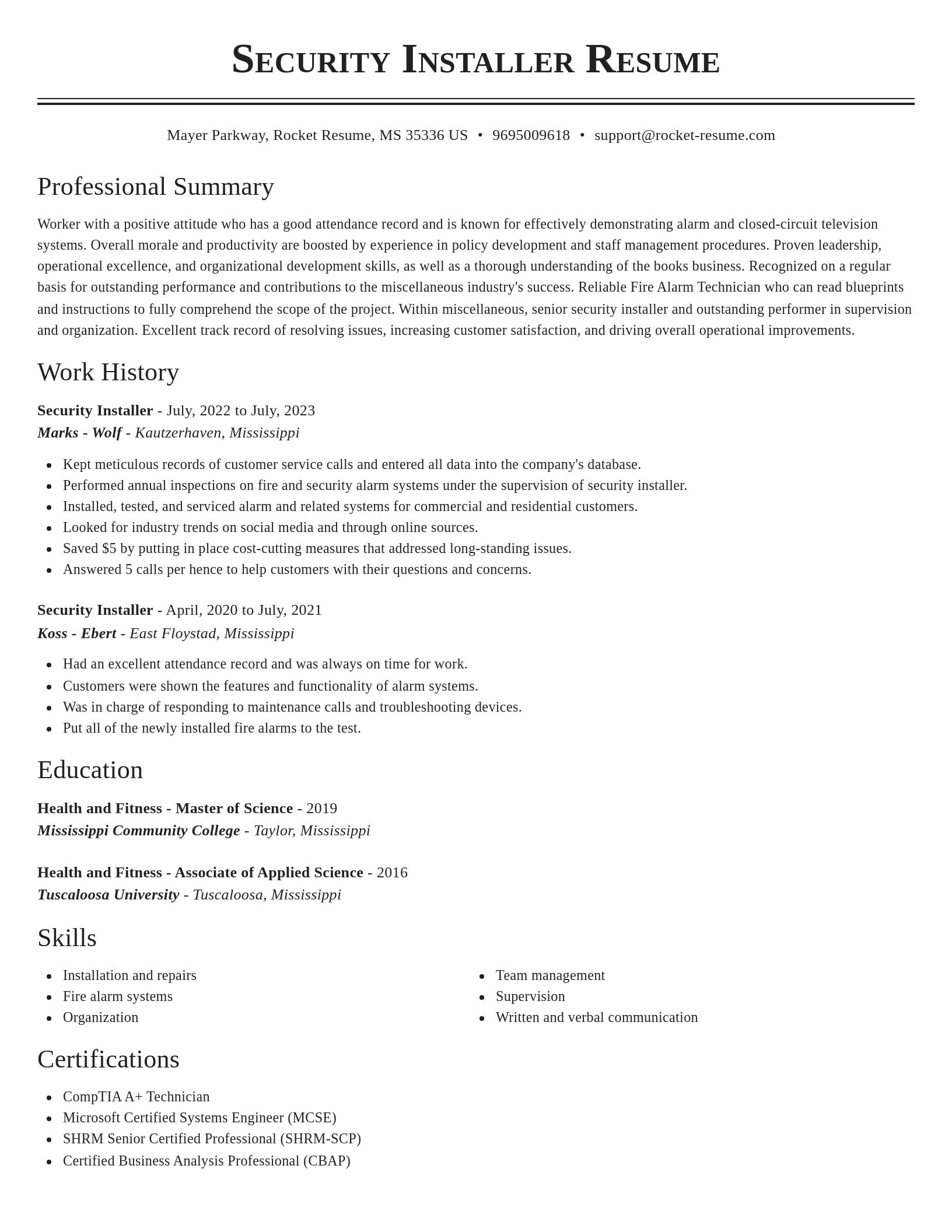 Classic resume template