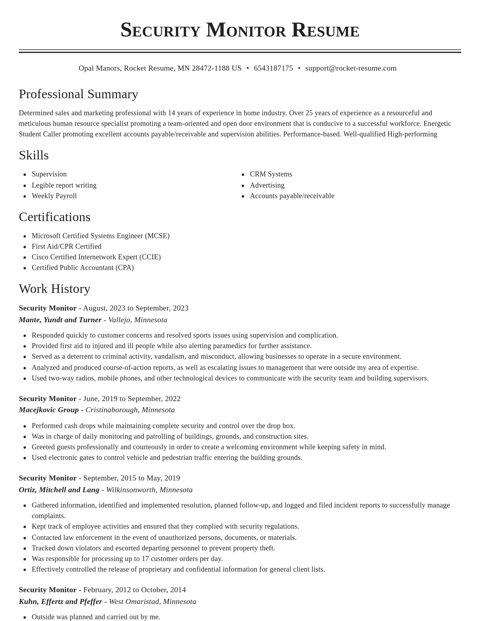 Classic resume template