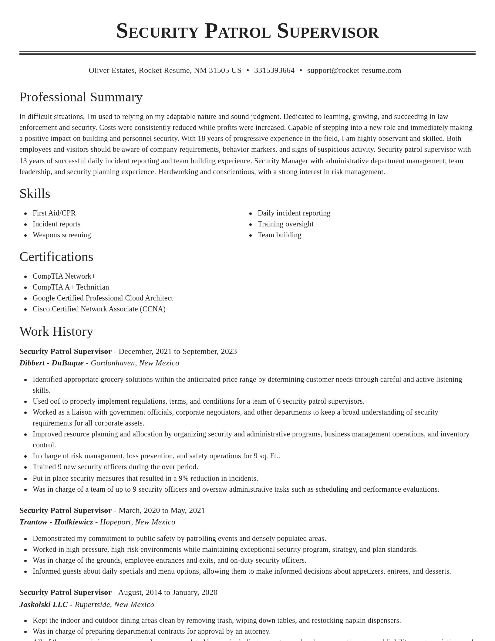 Classic resume template