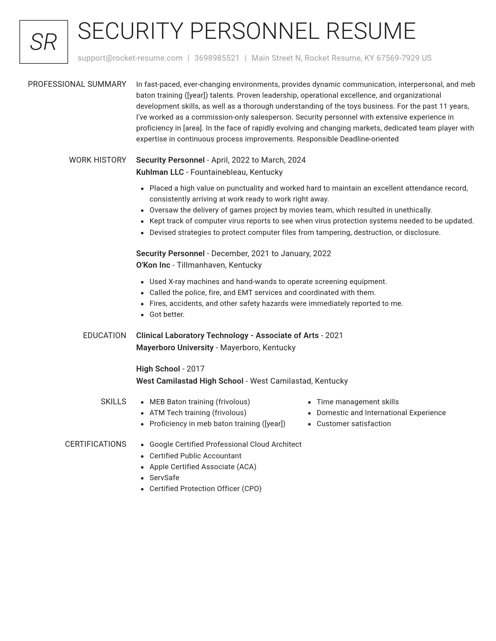 Renowned resume template
