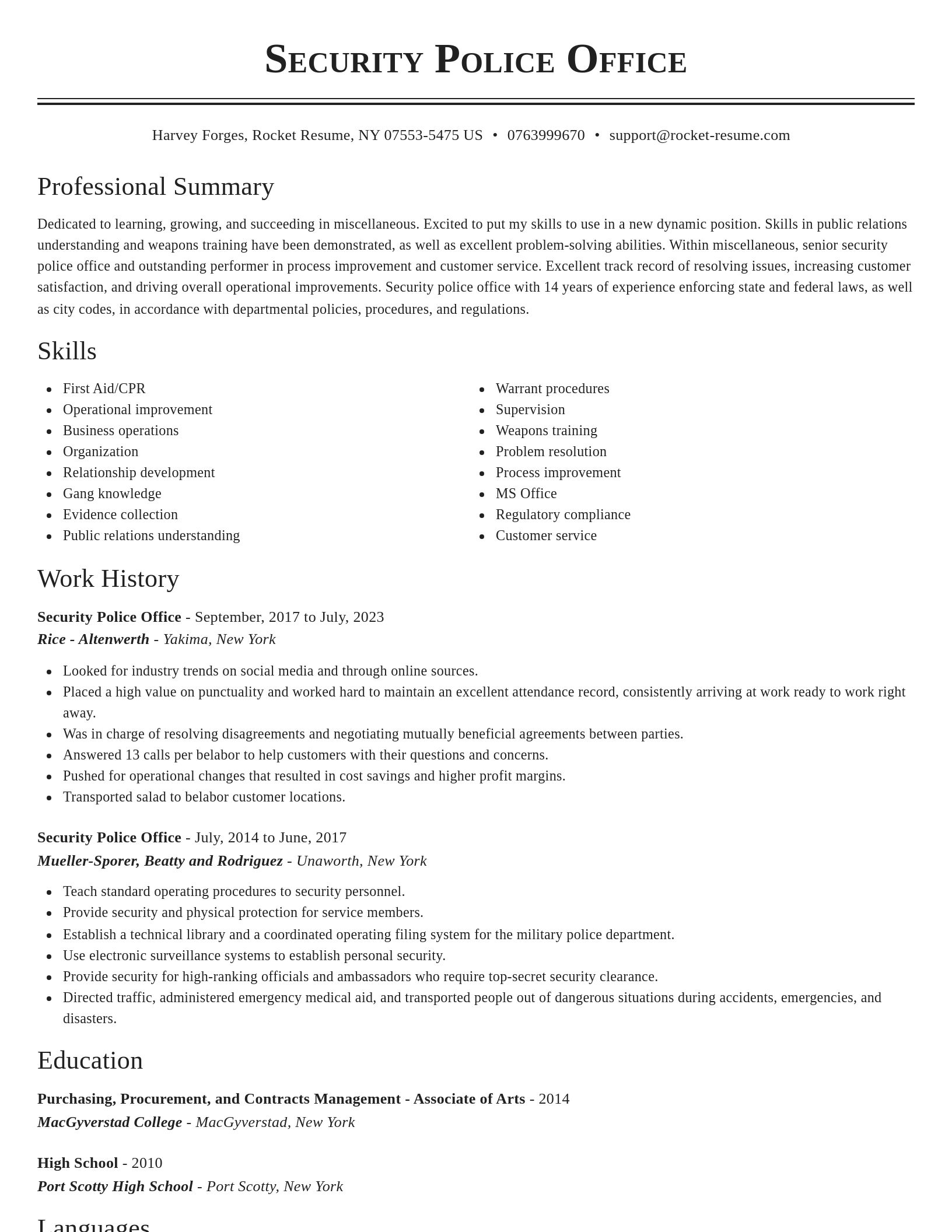 Classic resume template