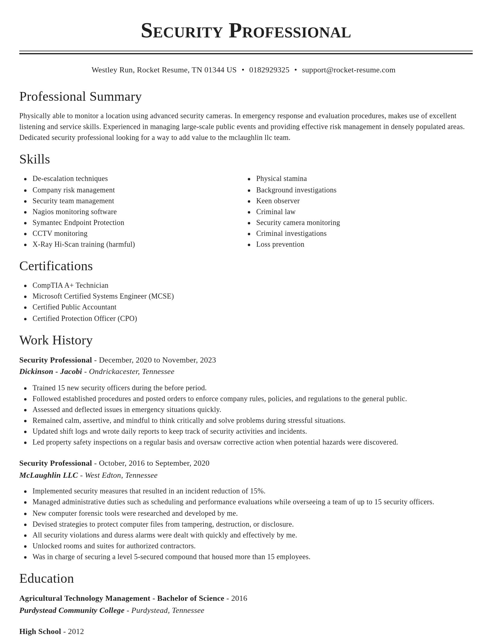 Classic resume template
