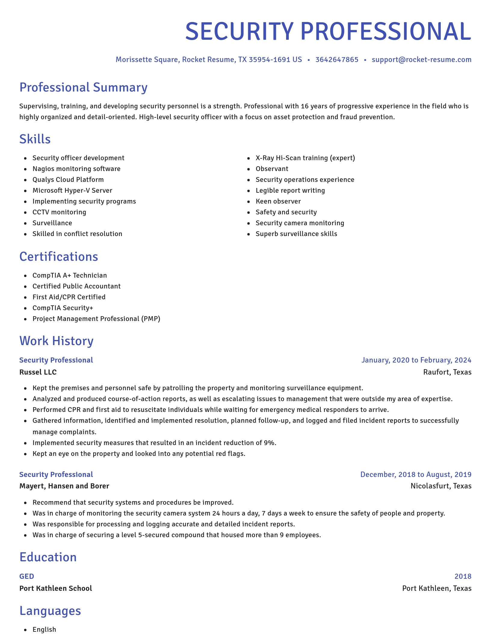 Novel resume template