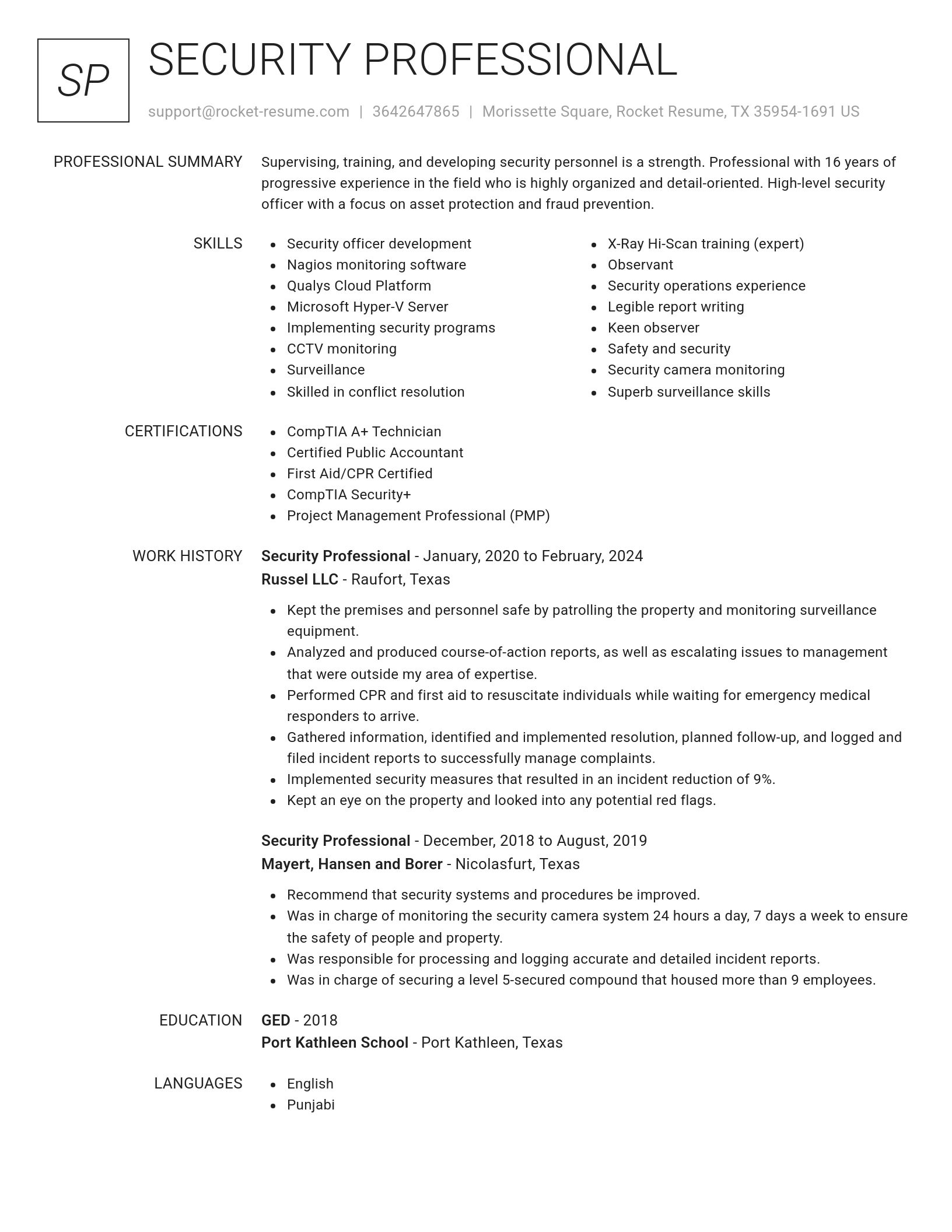Renowned resume template
