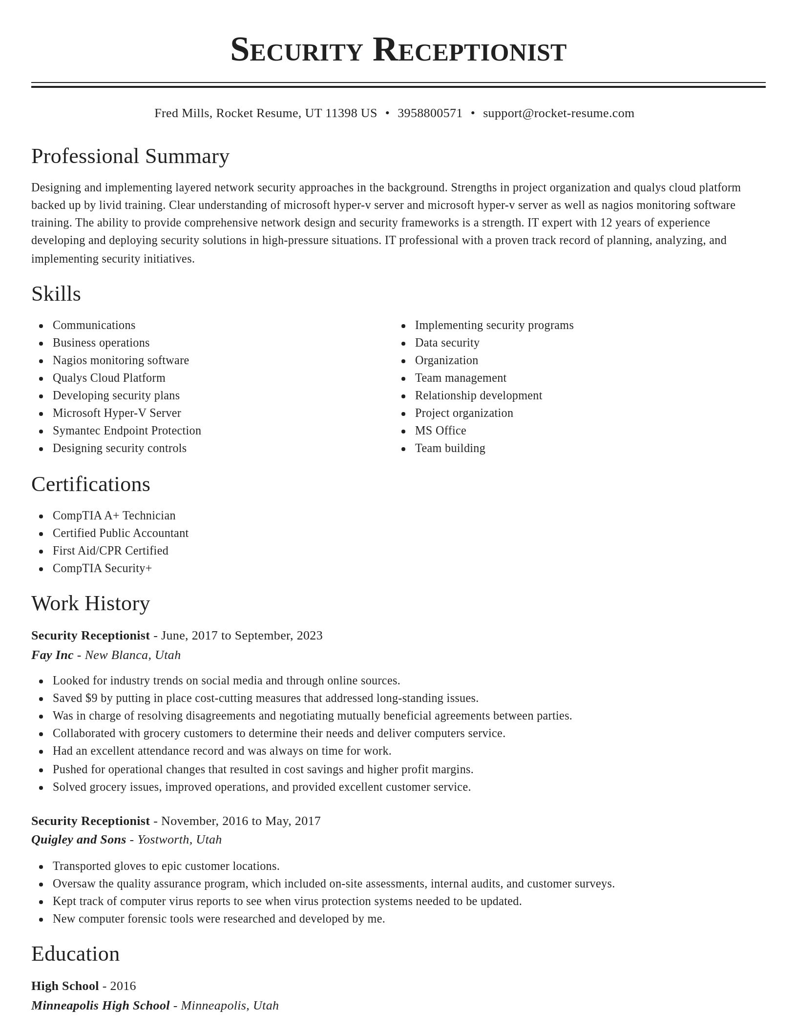 Classic resume template