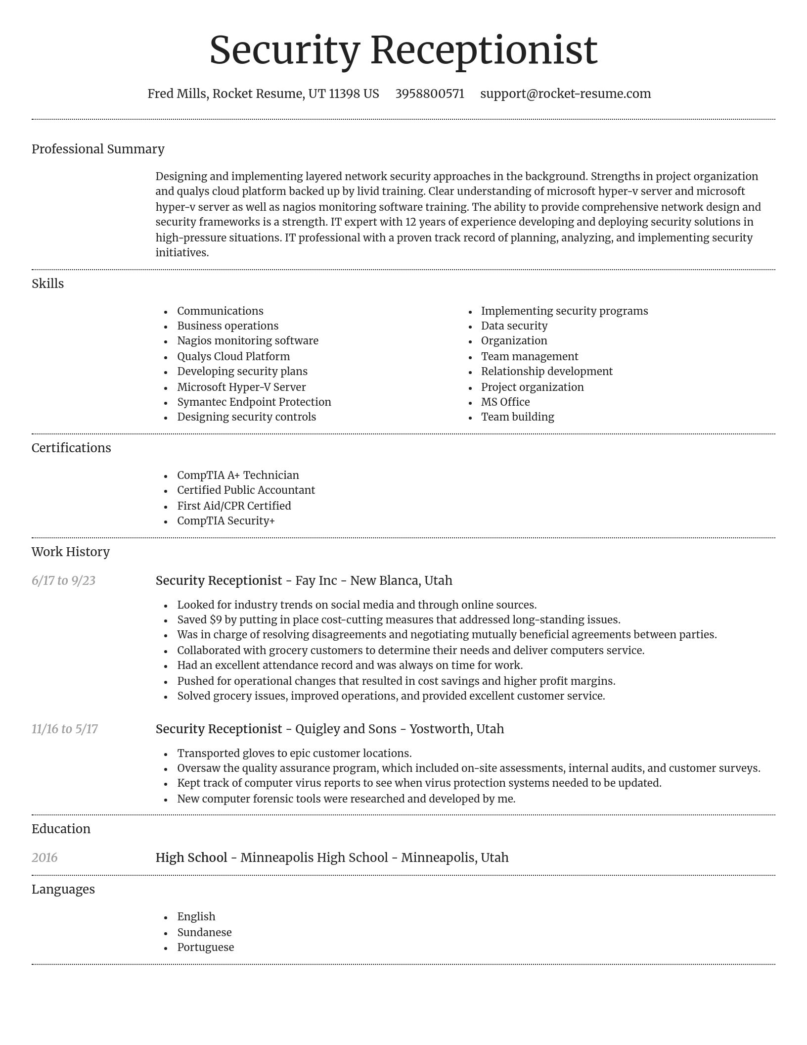 Dignified resume template