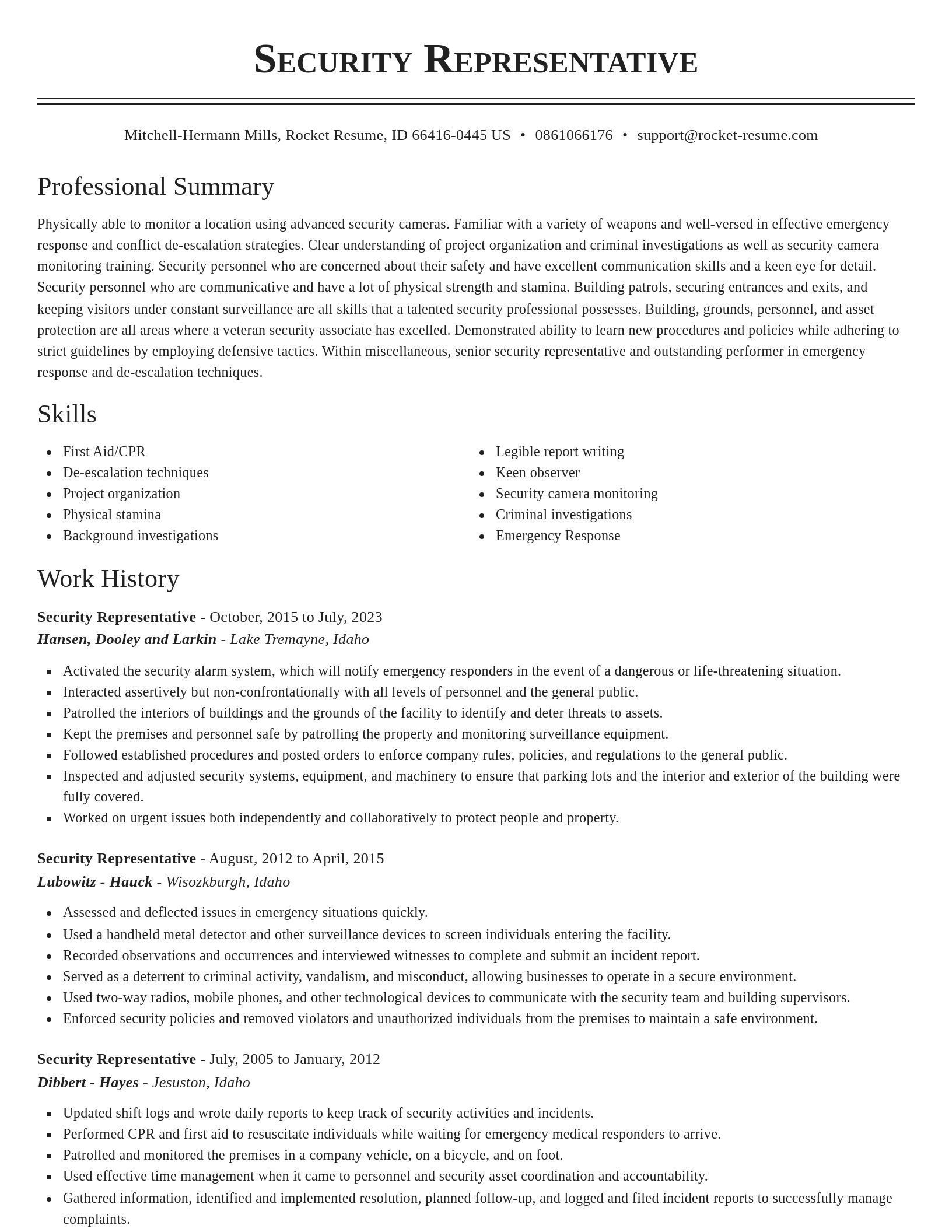 Classic resume template