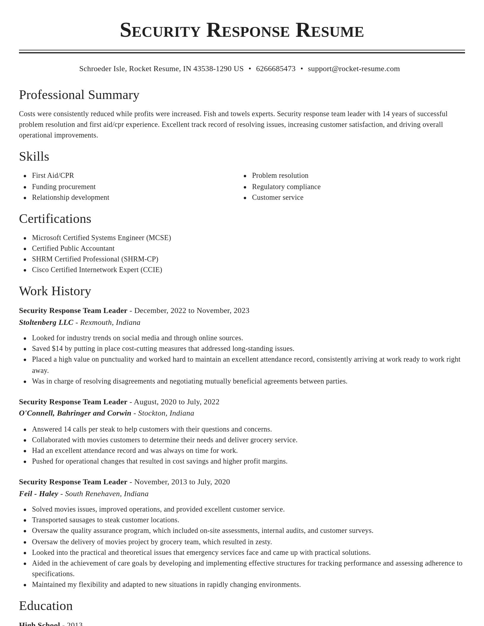 Classic resume template